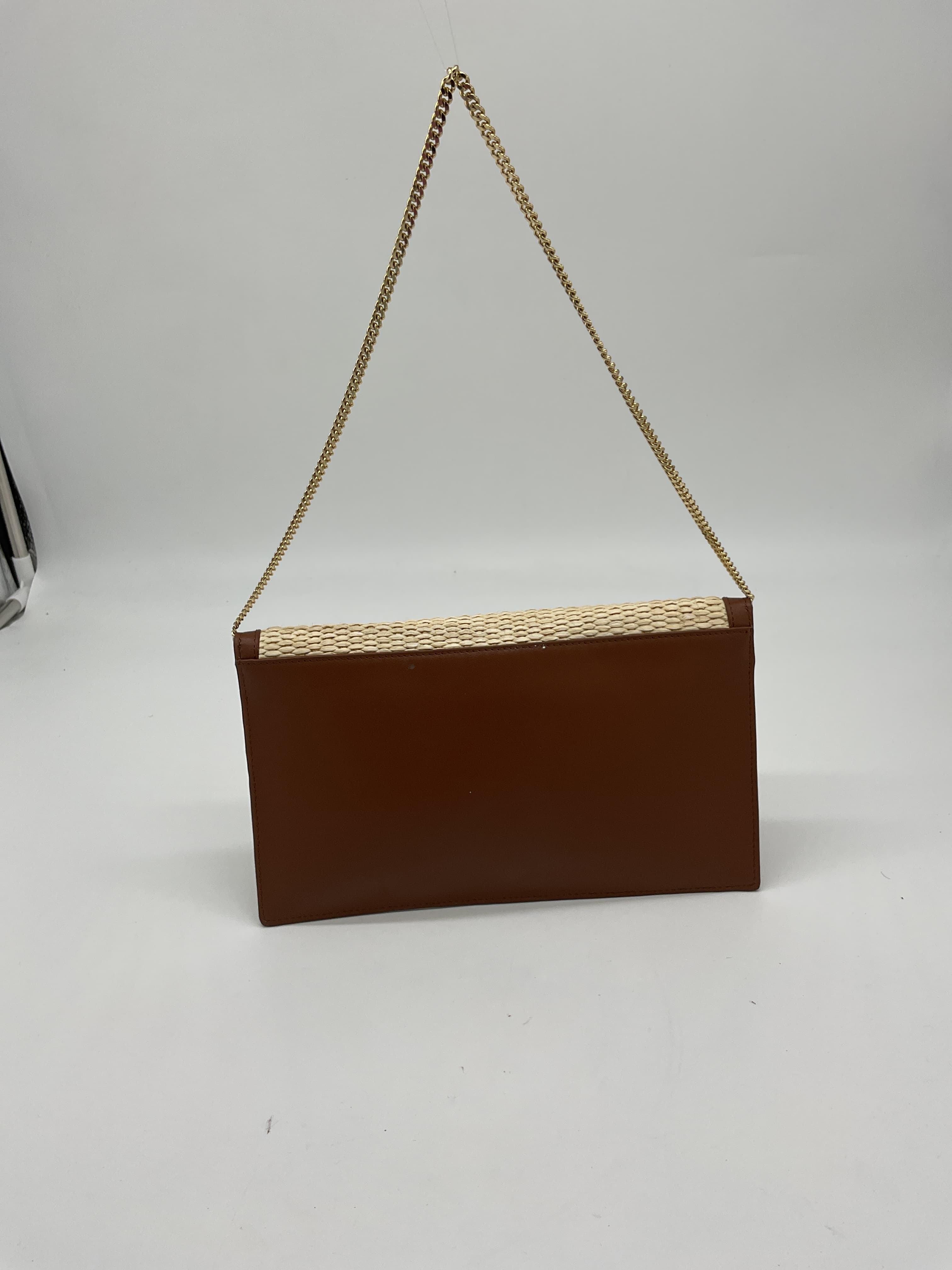 London Clutch In Natural Raffia & Tan Smooth - Image 2