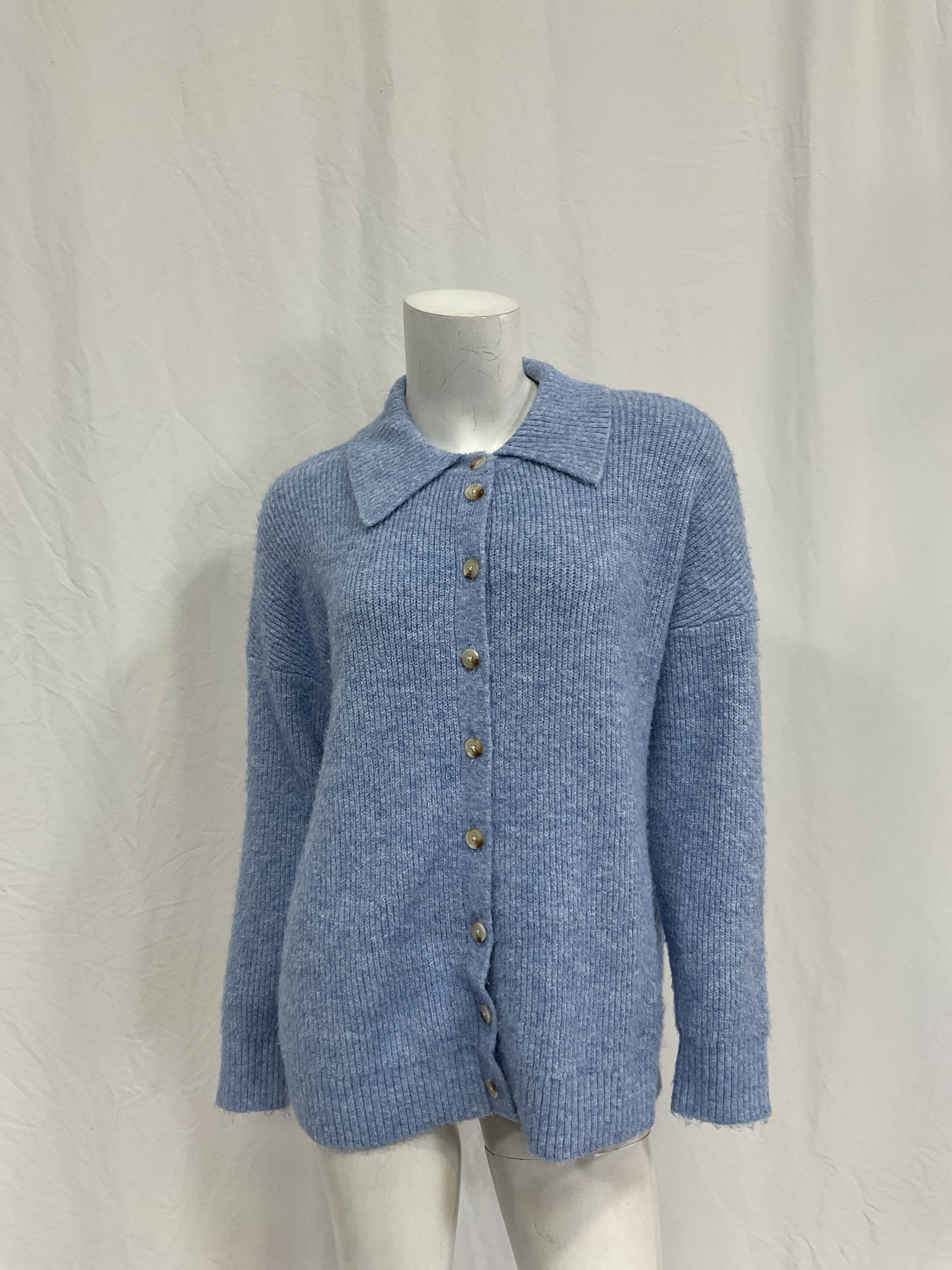 Mia Button Up Shirt Sweater In Blue - Image 2