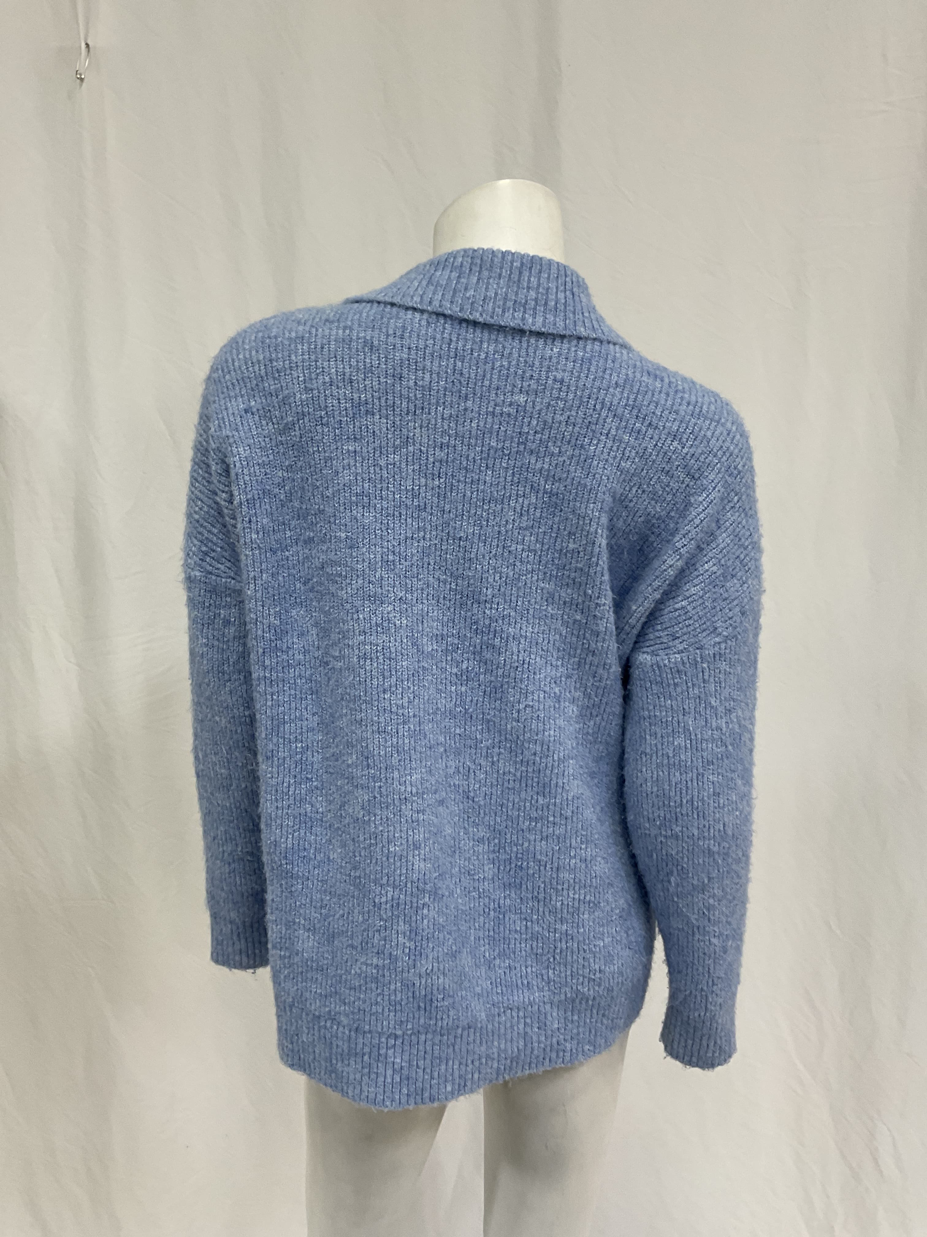 Mia Button Up Shirt Sweater In Blue - Image 3