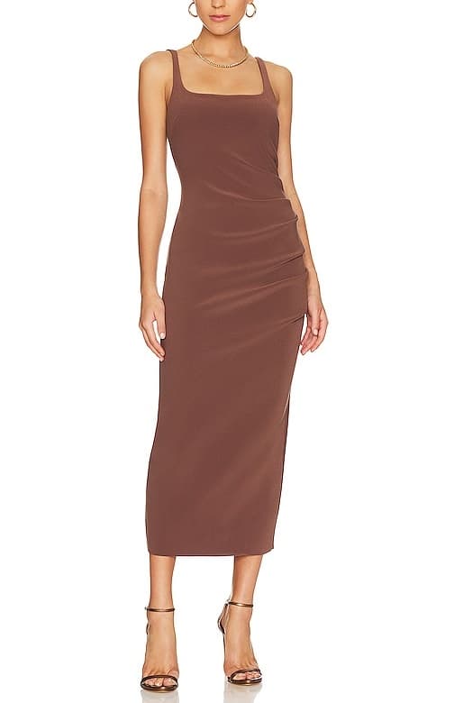 Karina Midi Dress In Chocolate - Image 1