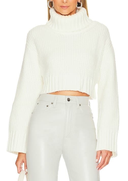 Feya Cropped Pullover In Ivory - Image 1