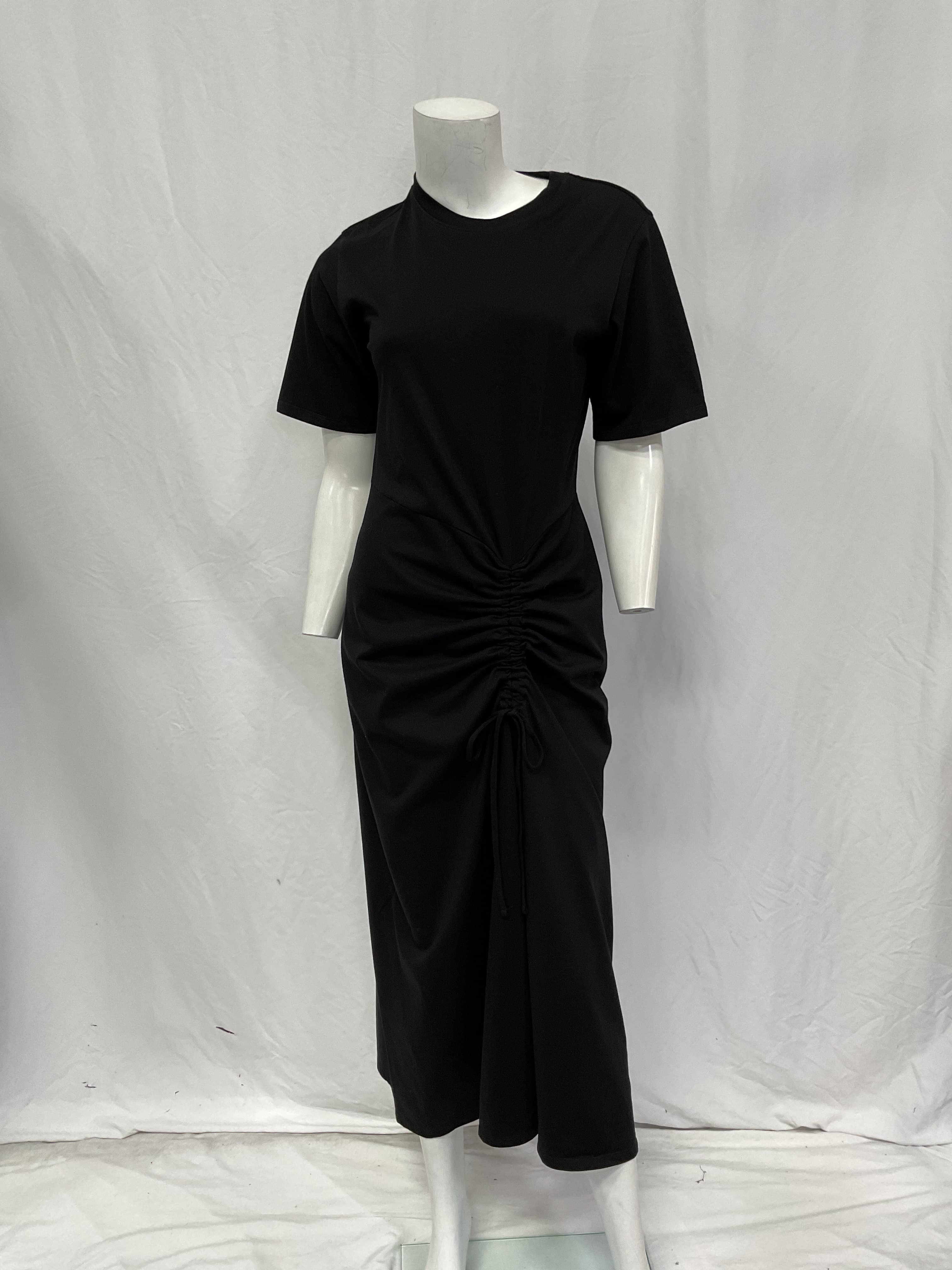 Ruched Front Tie Dress In Black - Image 3