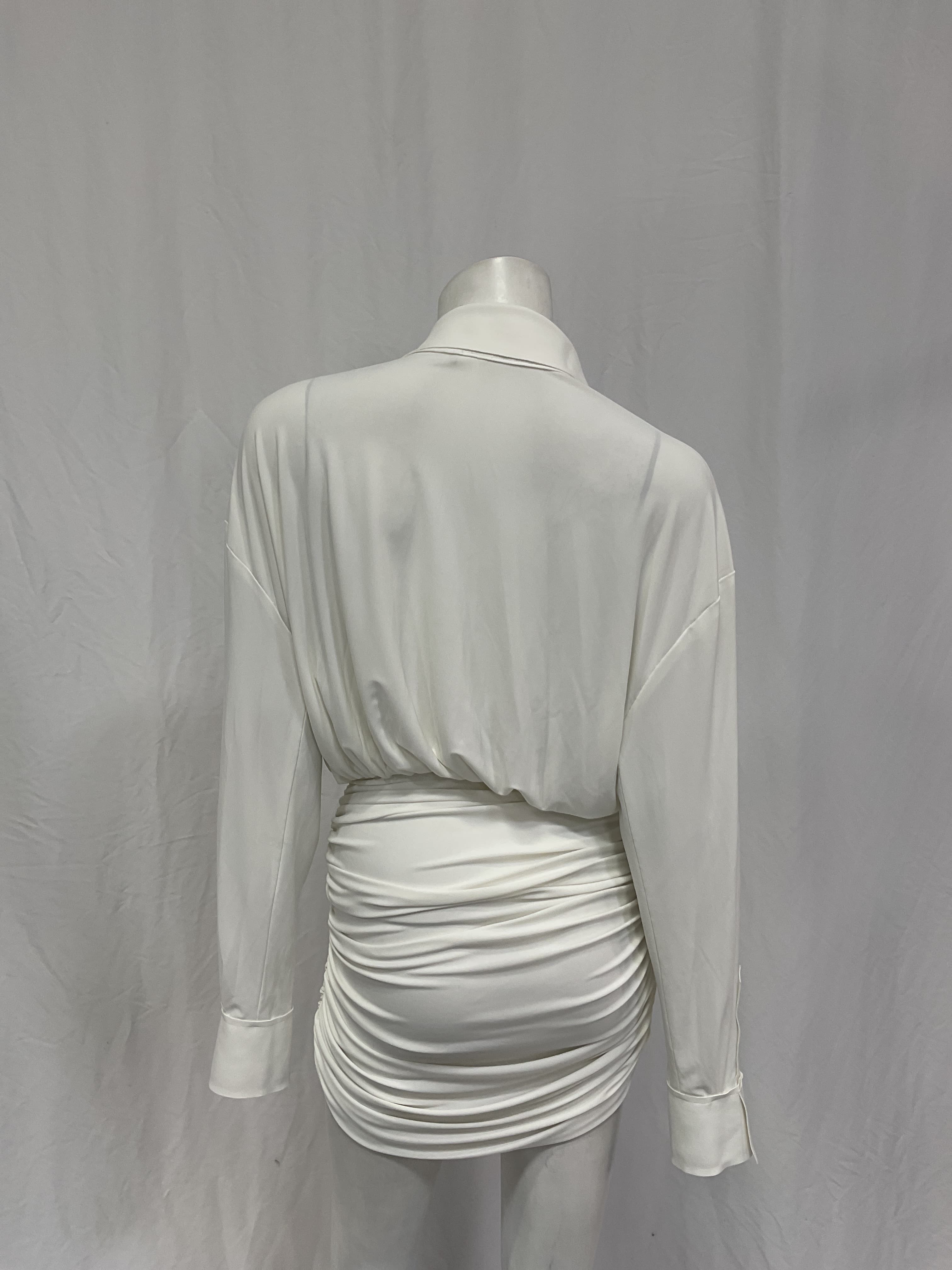 Oversized Shirted Bottom Mini Dress In Snow White - Image 2