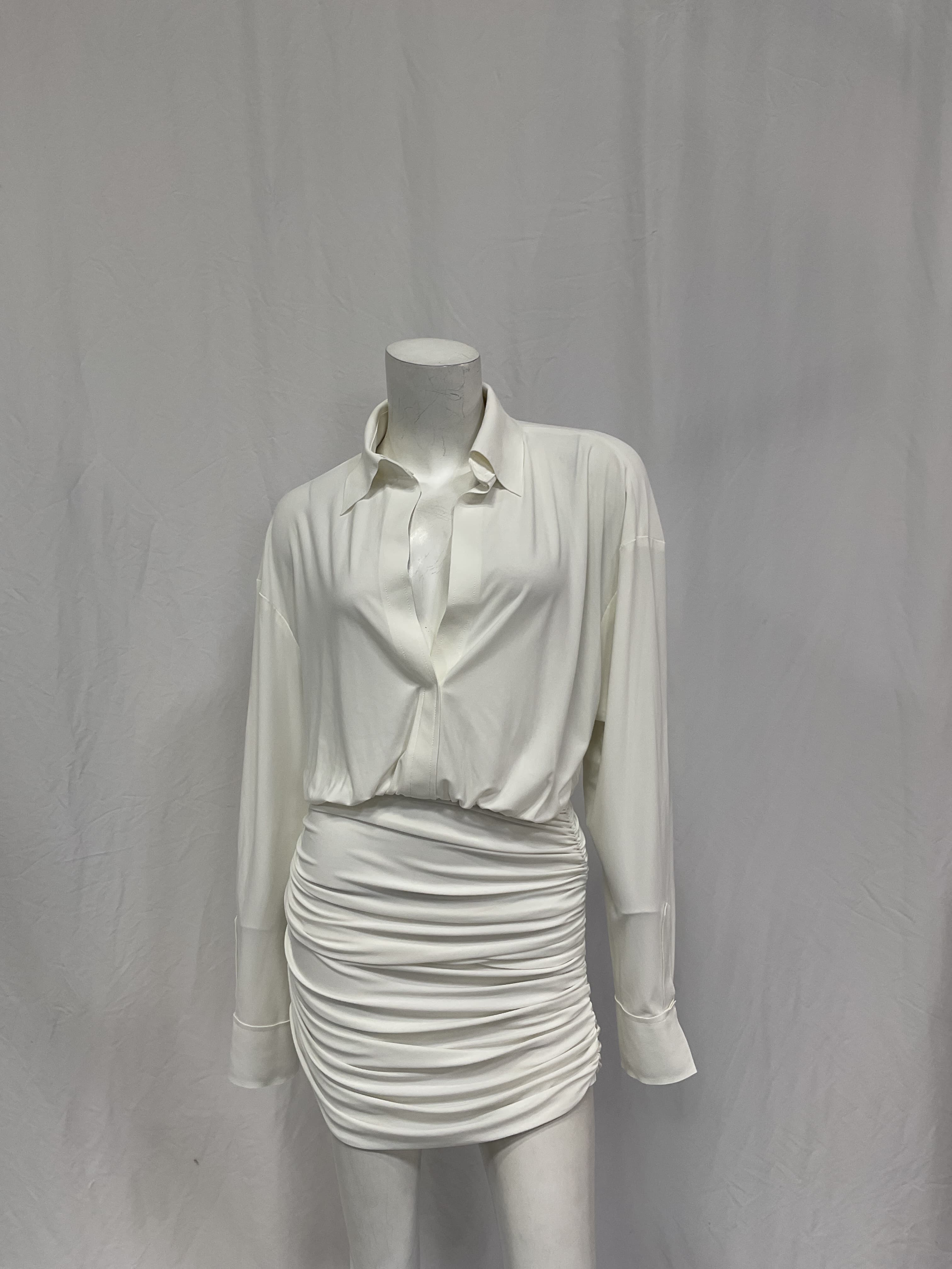 Oversized Shirted Bottom Mini Dress In Snow White - Image 3
