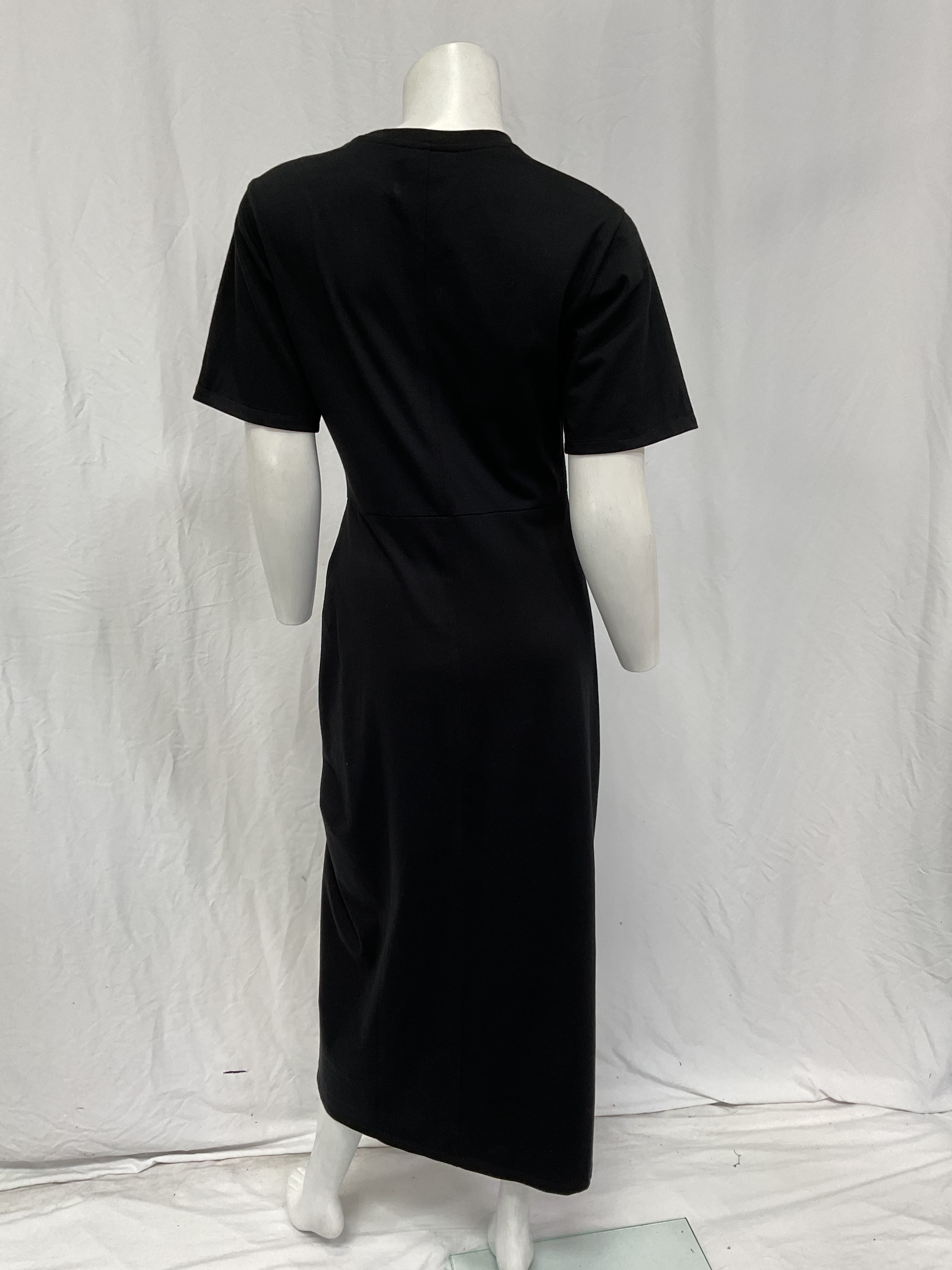 Ruched Front Tie Dress In Black - Image 2