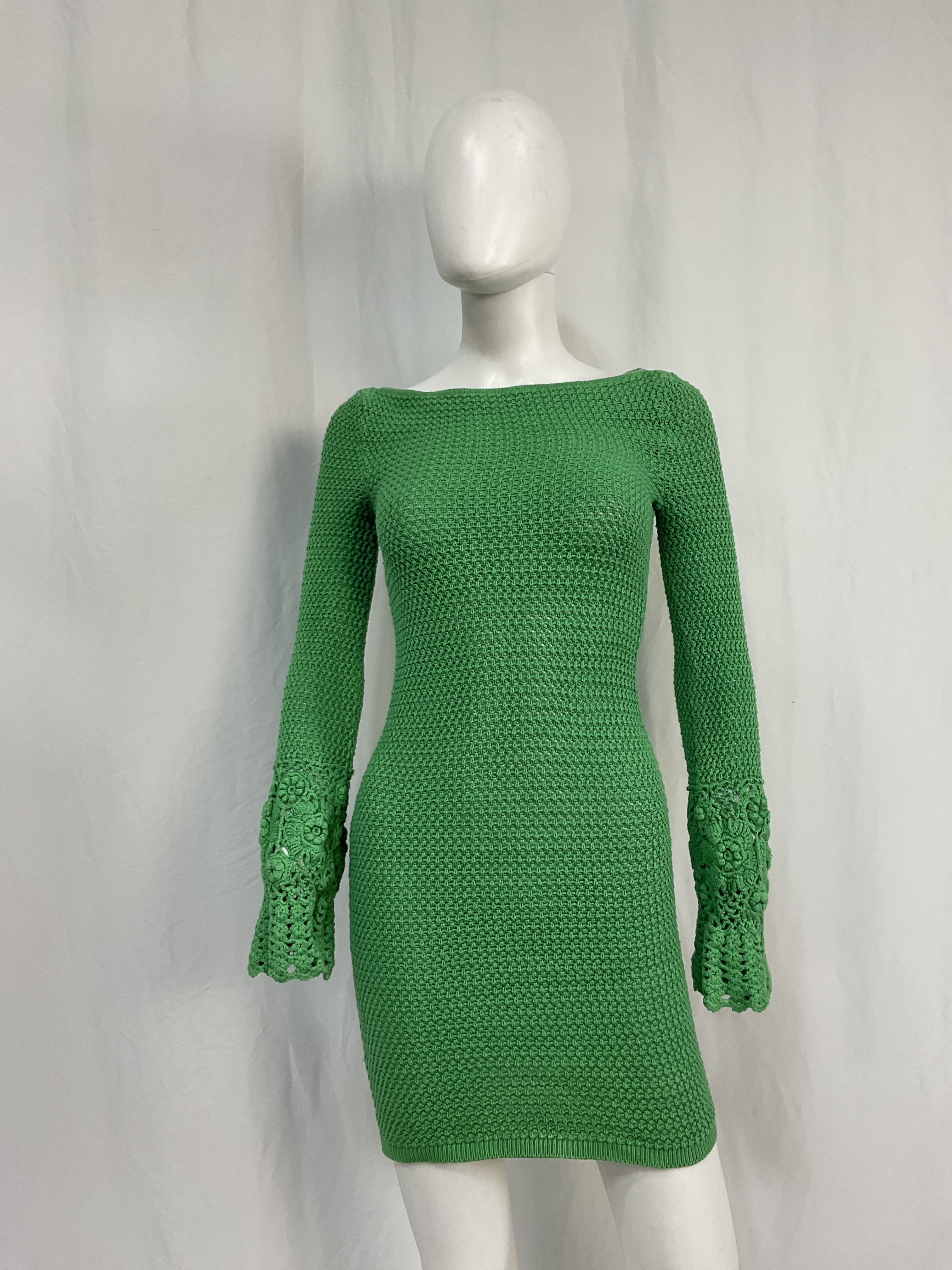 Maisa Crochet Mini Dress In Kelly Green - Image 2