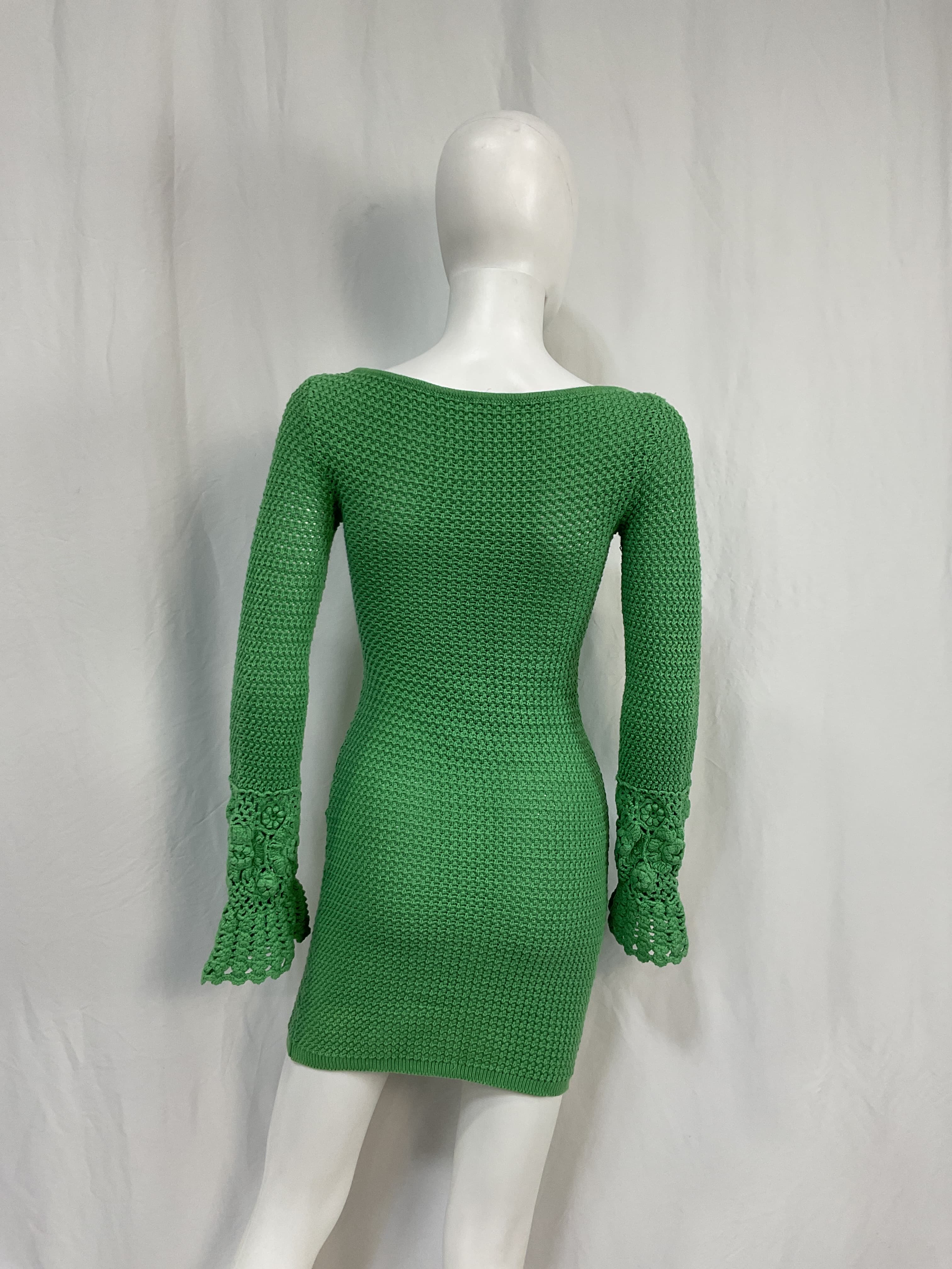 Maisa Crochet Mini Dress In Kelly Green - Image 3