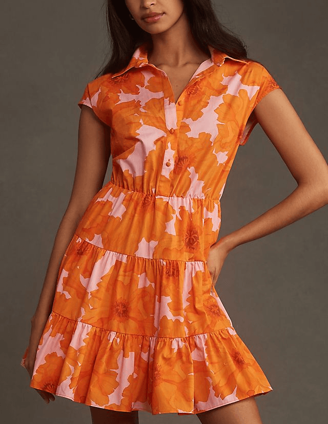 Short-Sleeve Mini Shirt Dress - Image 1