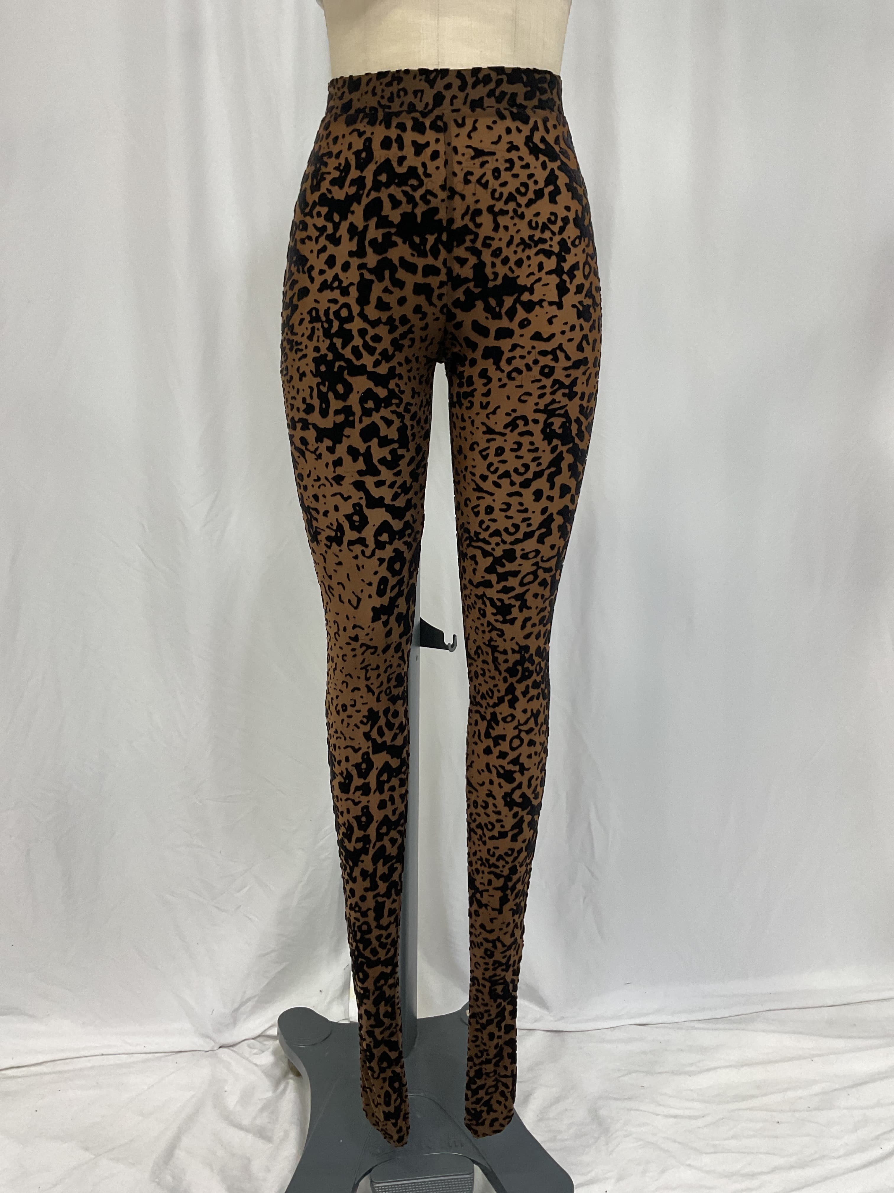 Leopard Burnout Mesh Stocking In Tobacco - Image 2