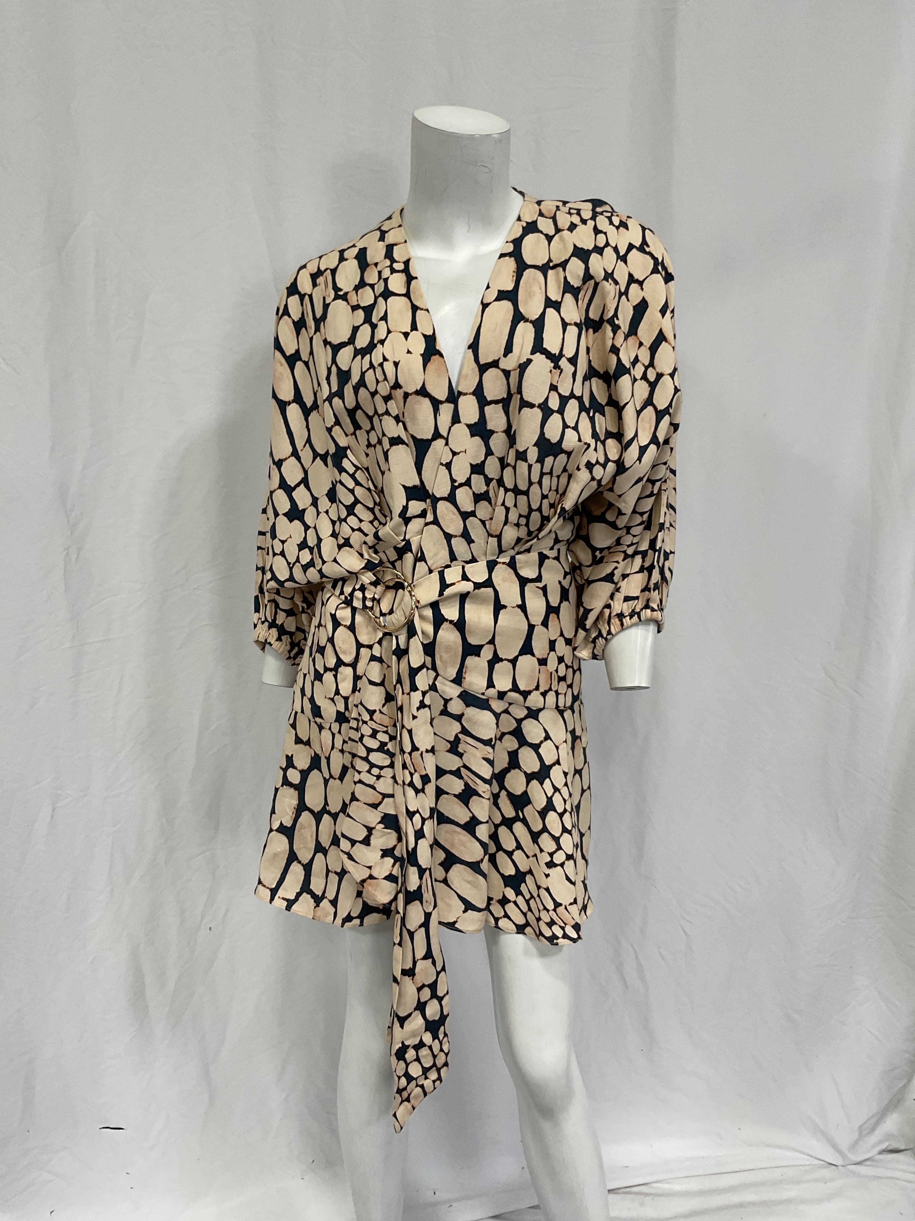 Porto Printed Linen-Blend Mini Wrap D... - Image 2