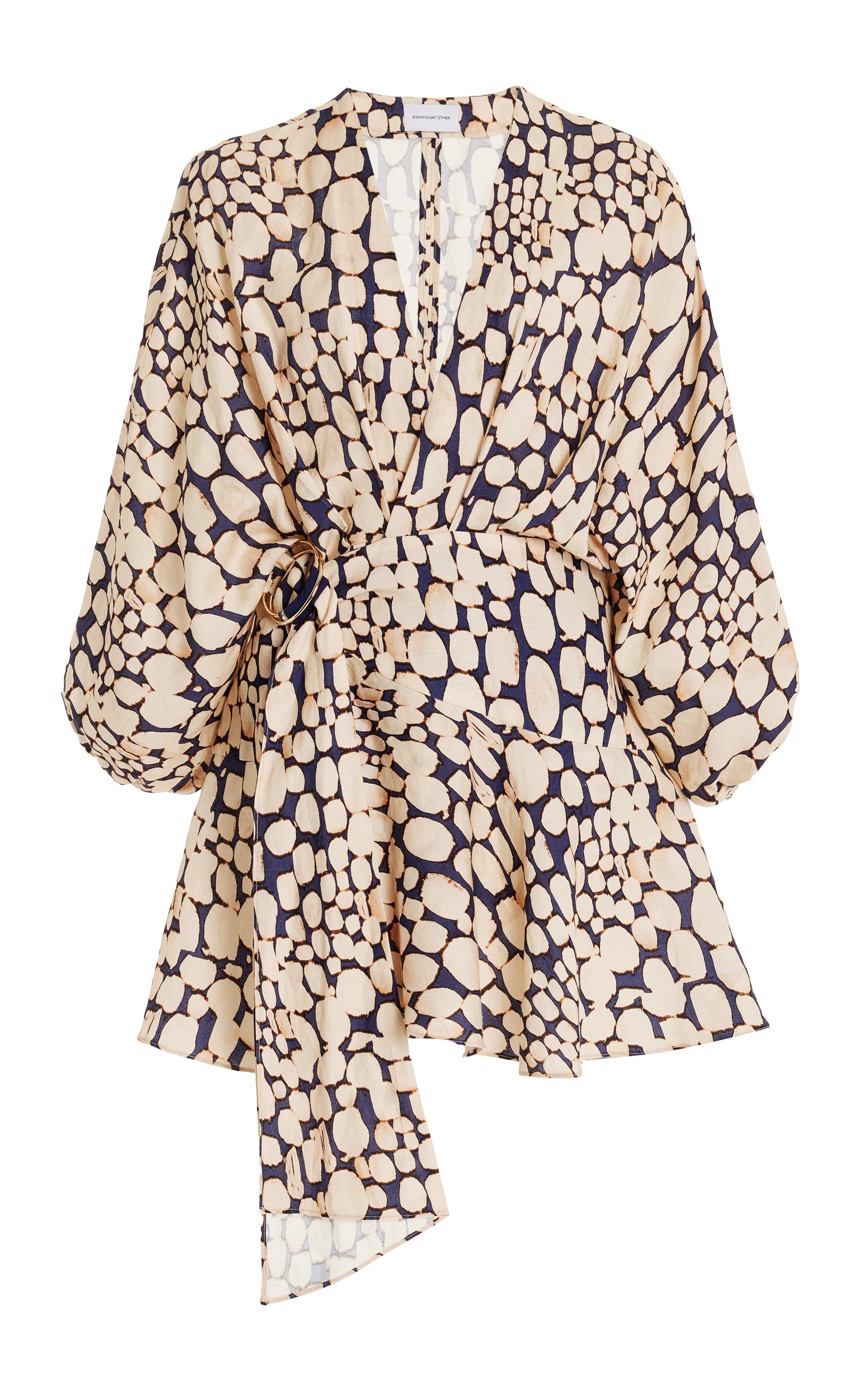 Porto Printed Linen-Blend Mini Wrap D... - Image 3