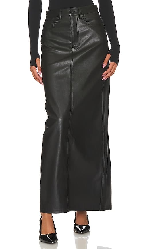Amiri Faux Leather Maxi Skirt In Noir - Image 1