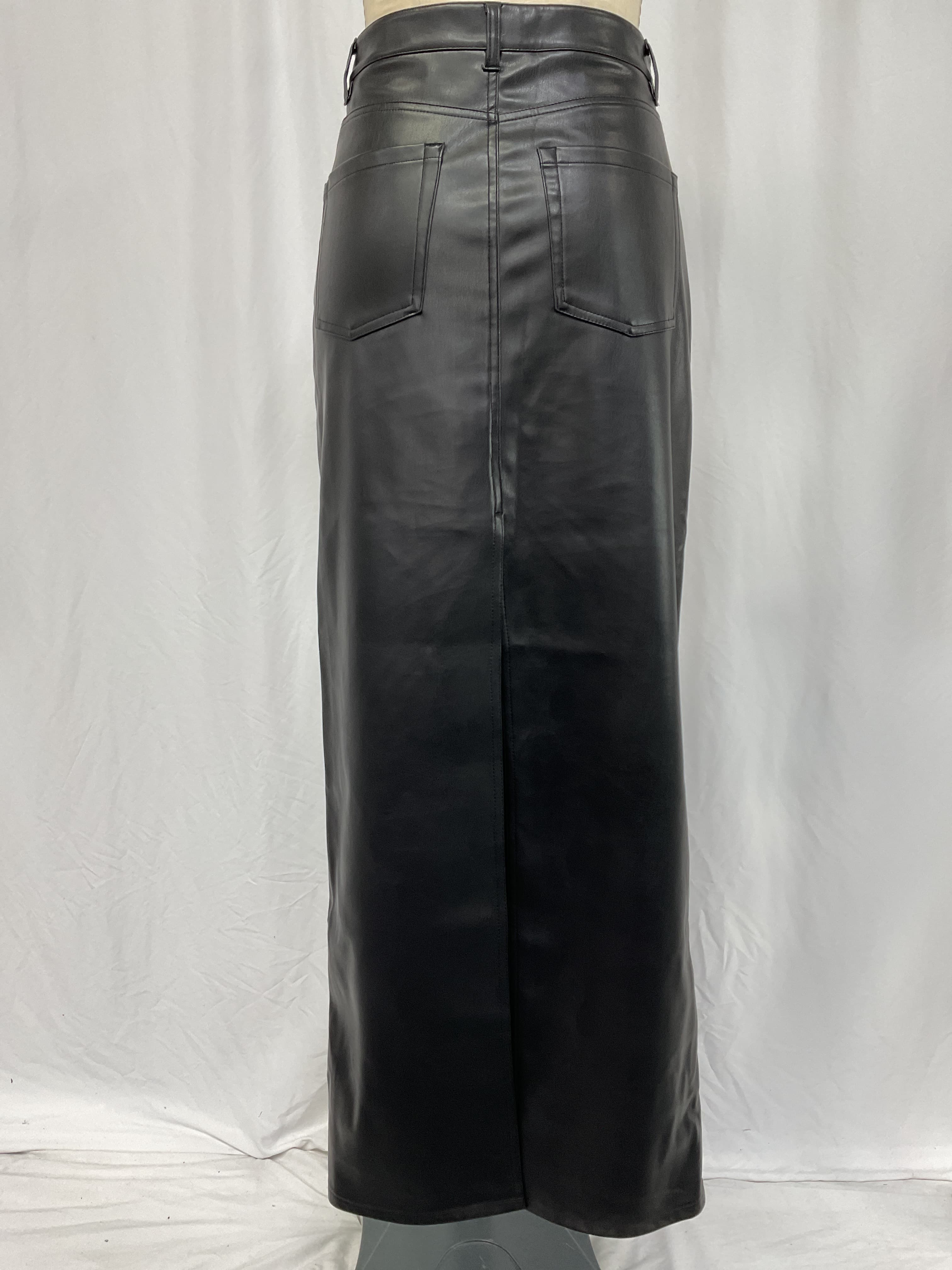Amiri Faux Leather Maxi Skirt In Noir - Image 2