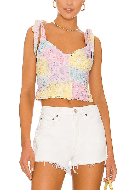Angie Bustier Top In Pastel Multi Tie Dye - Image 1