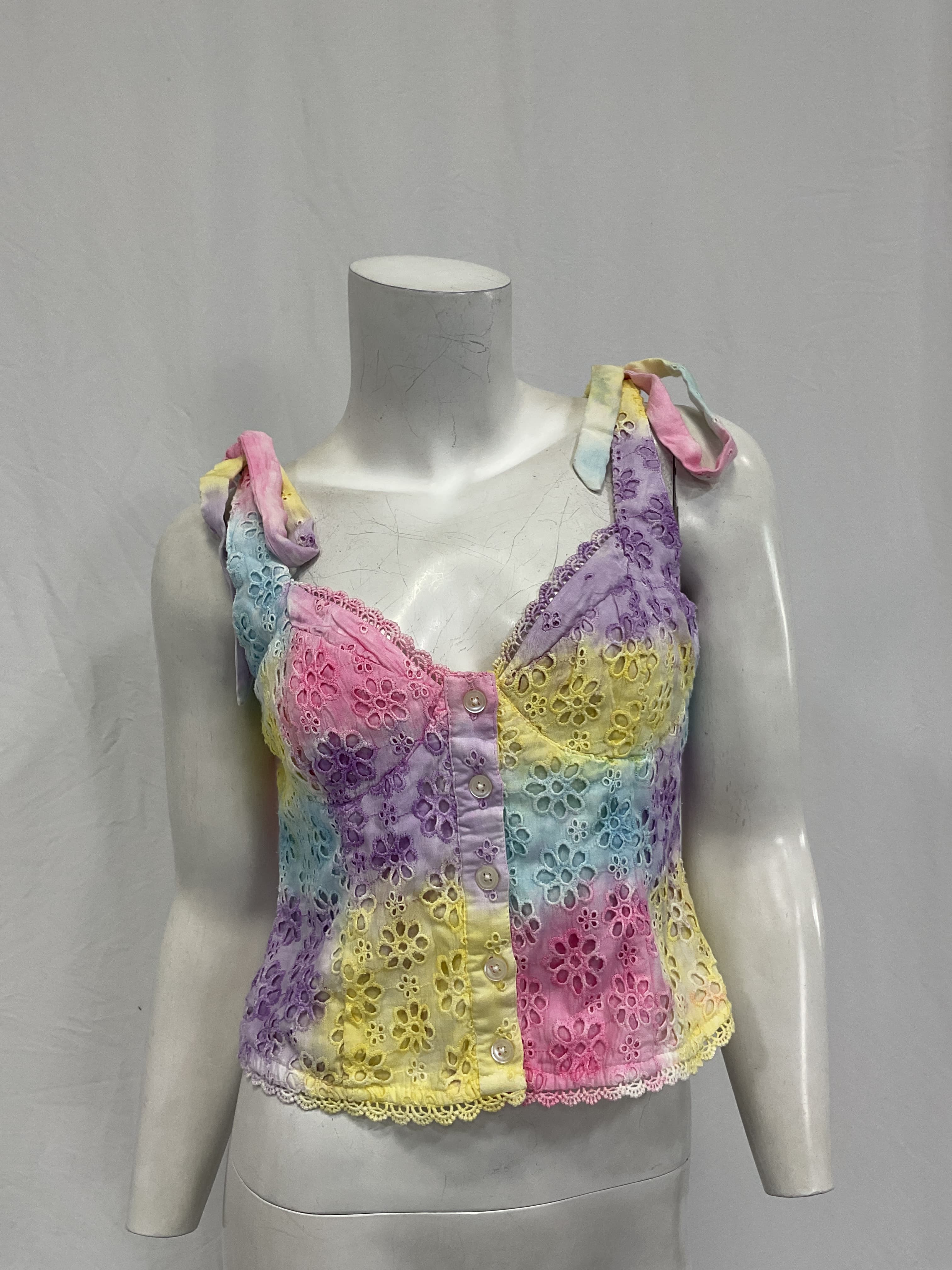 Angie Bustier Top In Pastel Multi Tie Dye - Image 3