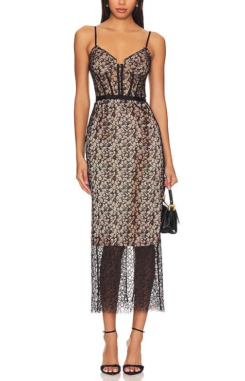 Ruth Bustier Midi Dress In Black - Image 1