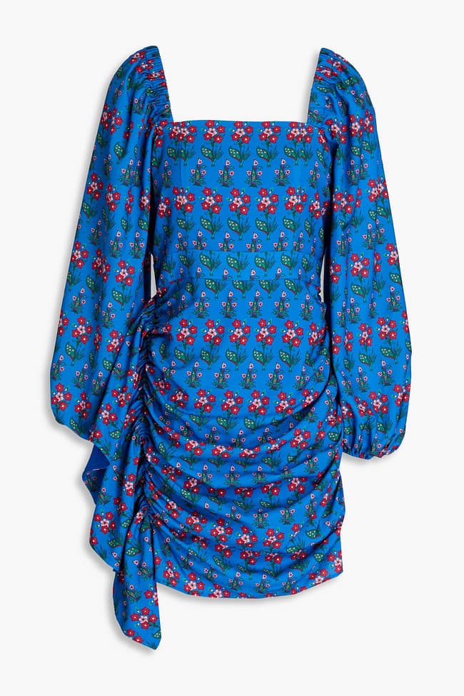 Mina Draped Floral-Print Crepe De Chine Mini Dress - Image 1