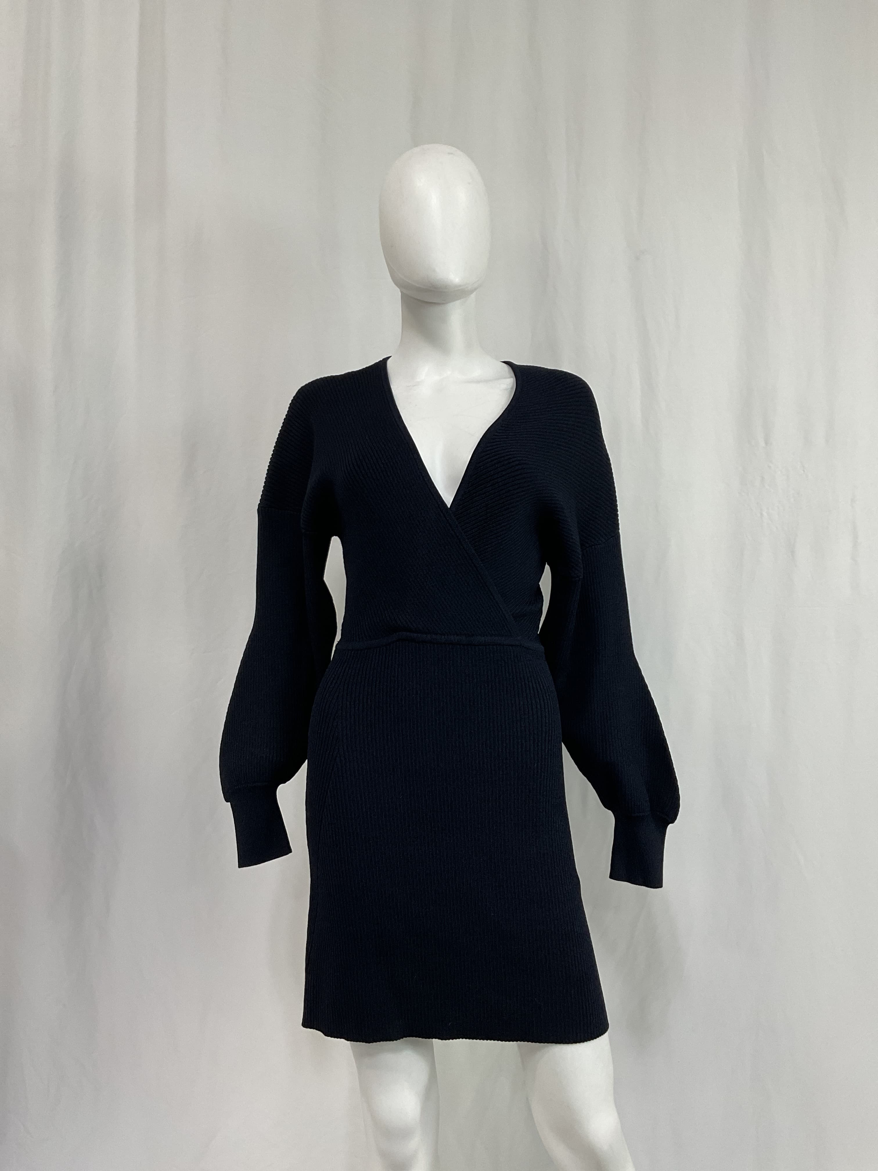 Wrap-Effect Ribbed-Knit Mini Dress - Image 3