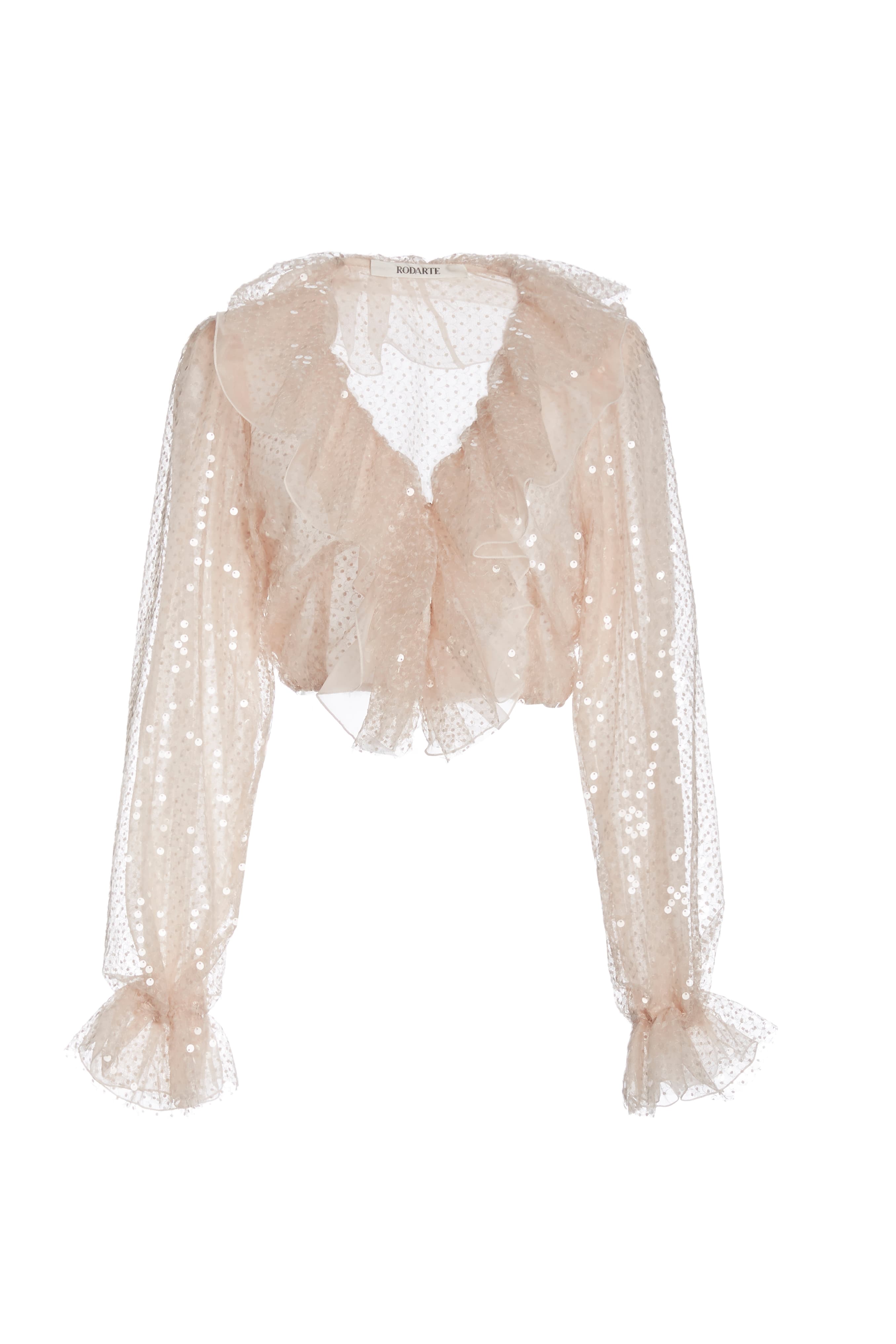 Ruffled Sequined Organza Blouse - Image 1
