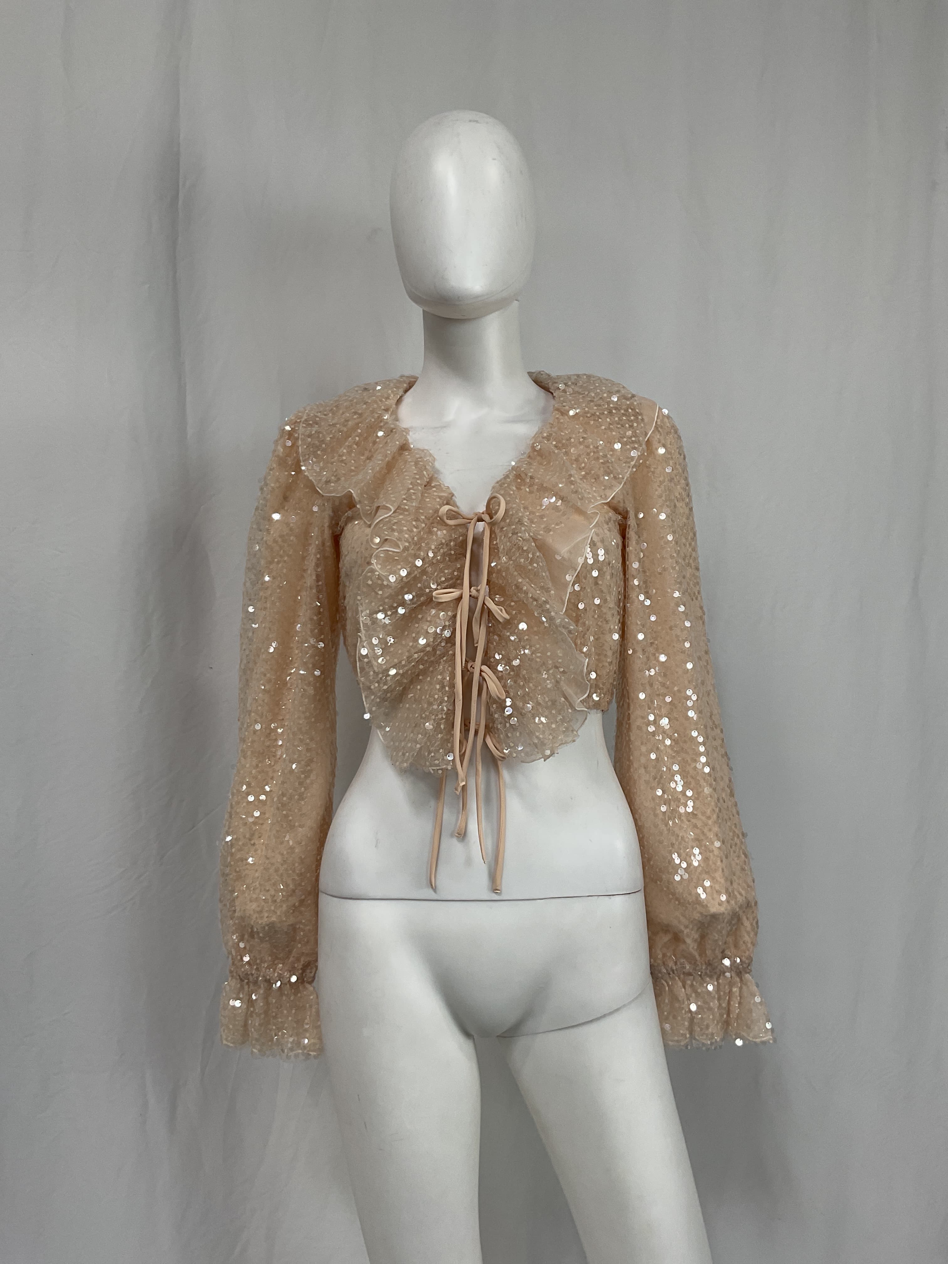 Ruffled Sequined Organza Blouse - Image 2