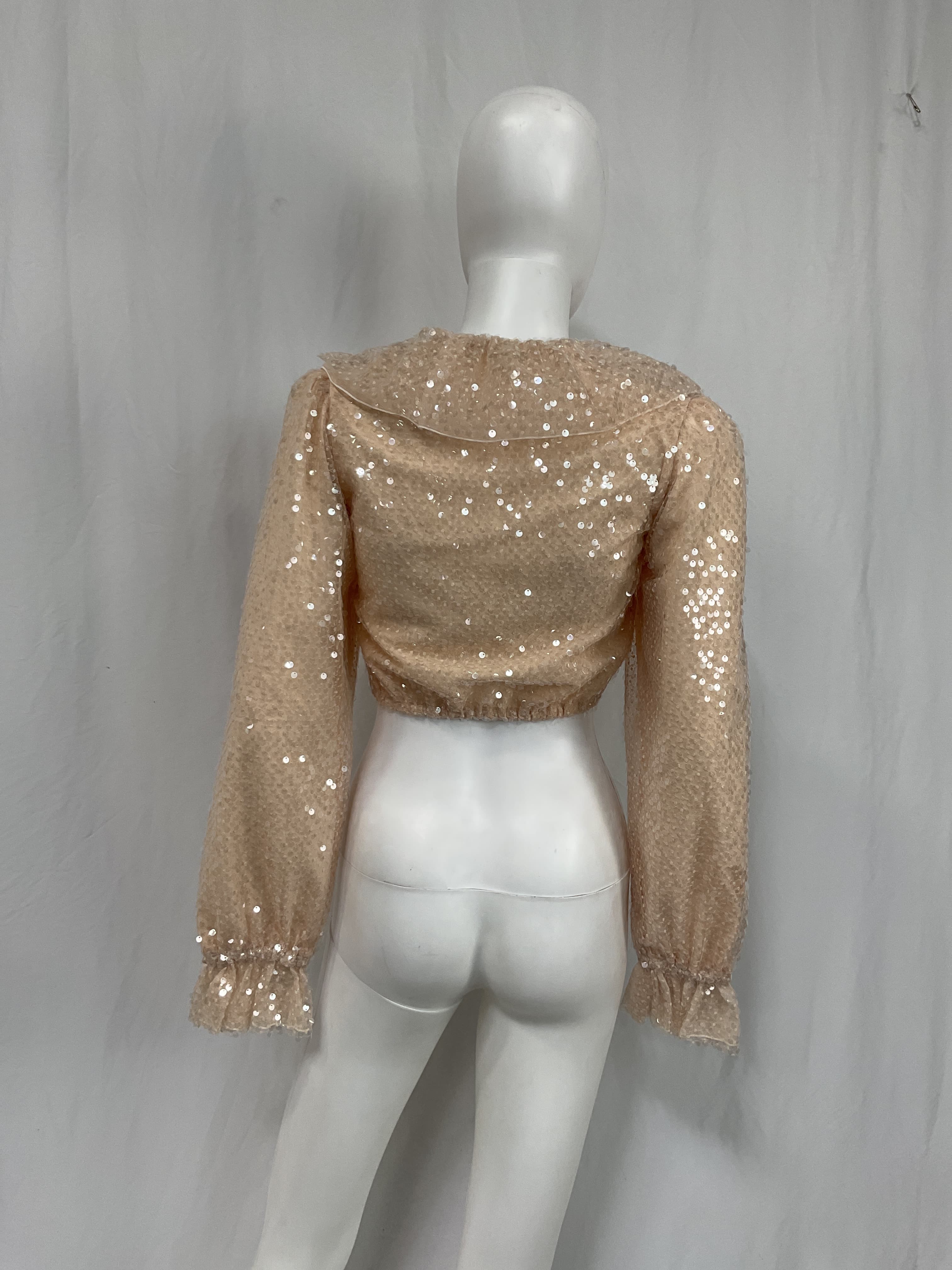 Ruffled Sequined Organza Blouse - Image 3
