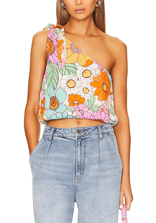 Heyday One Shoulder Top In Flower Market - Image 1