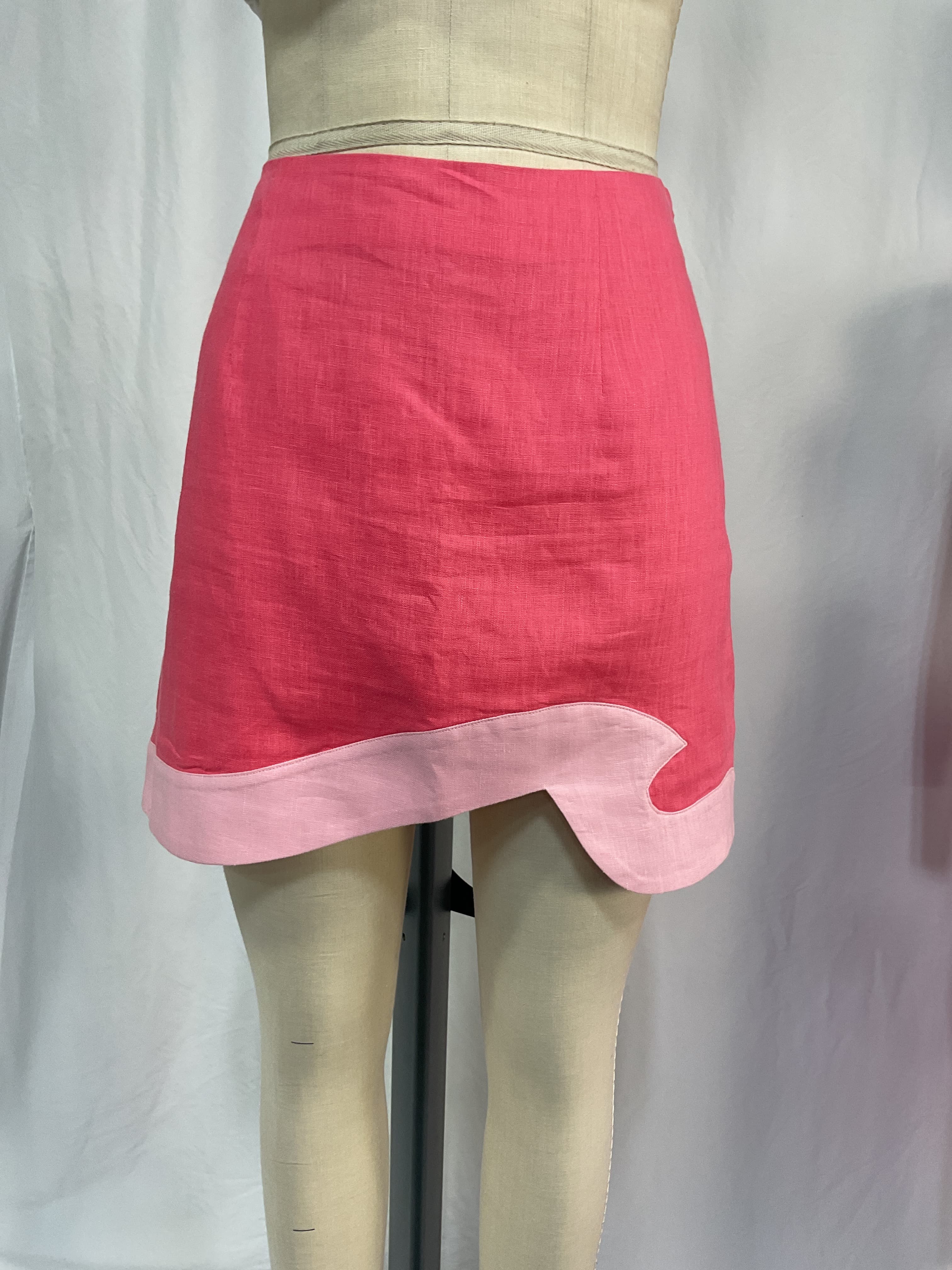 Leandro Two-Tone Linen Miniskirt - Image 2