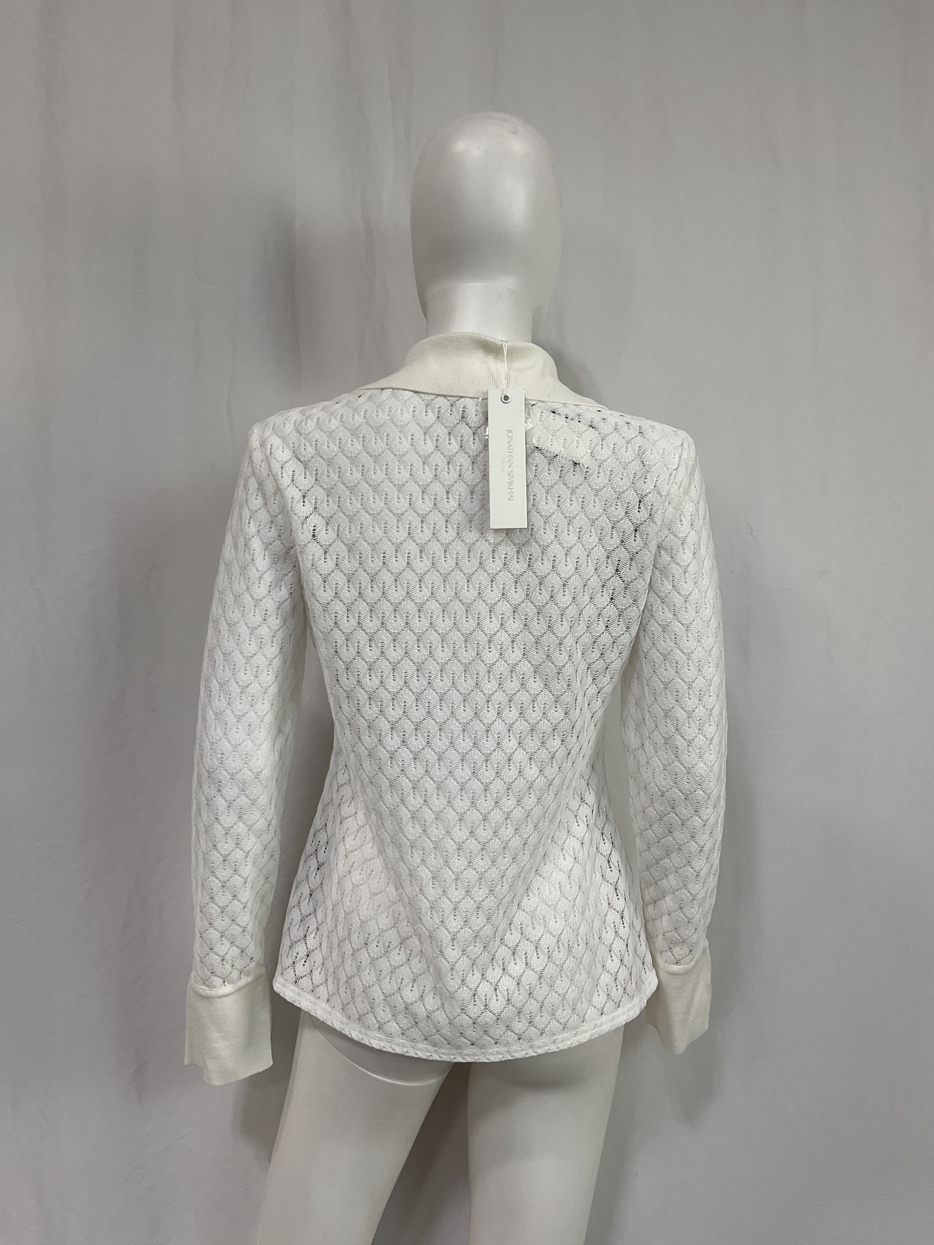 Tyler Crochet Lace Cover Up Collared Cardigan In White - Image 2