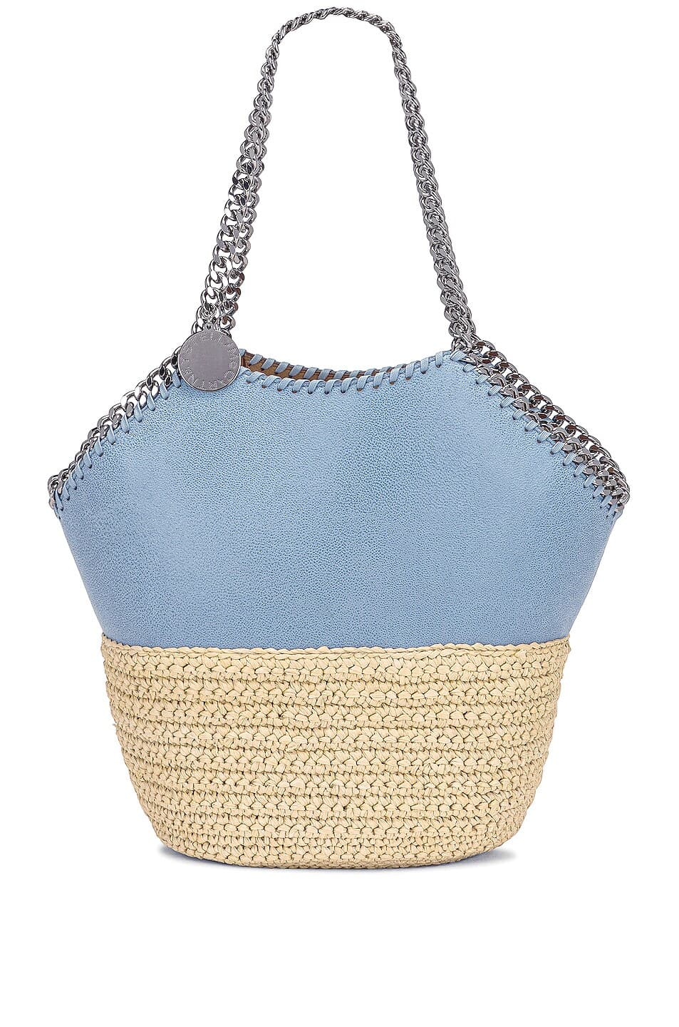 Stella Mccartneymedium Raffia Falabella Tote Bag In Light Blue - Image 1