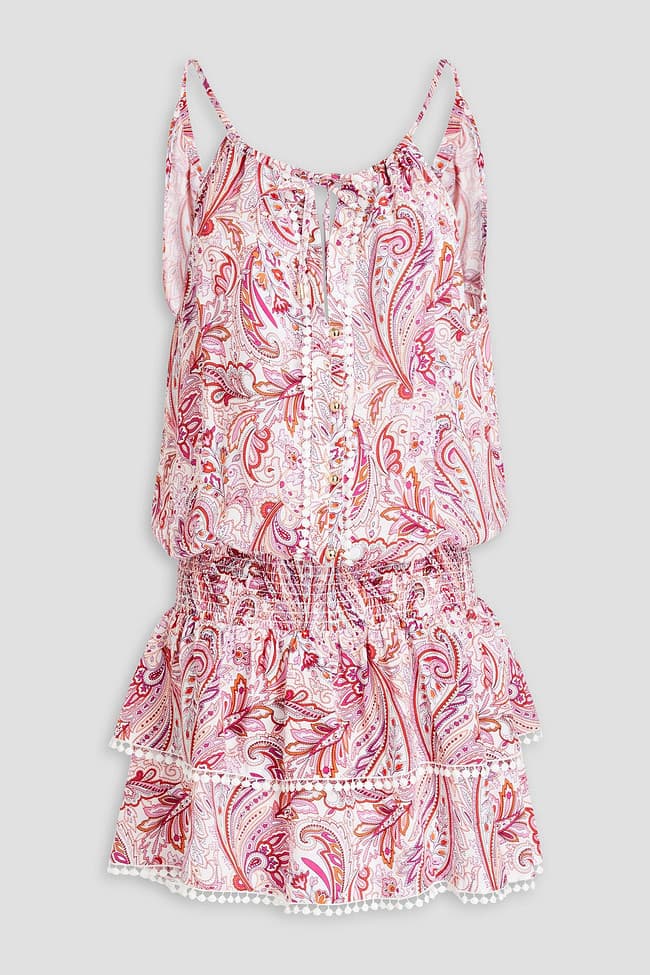 Rosa Picot-Trimmed Paisley-Print Voile Mini Dress - Image 1