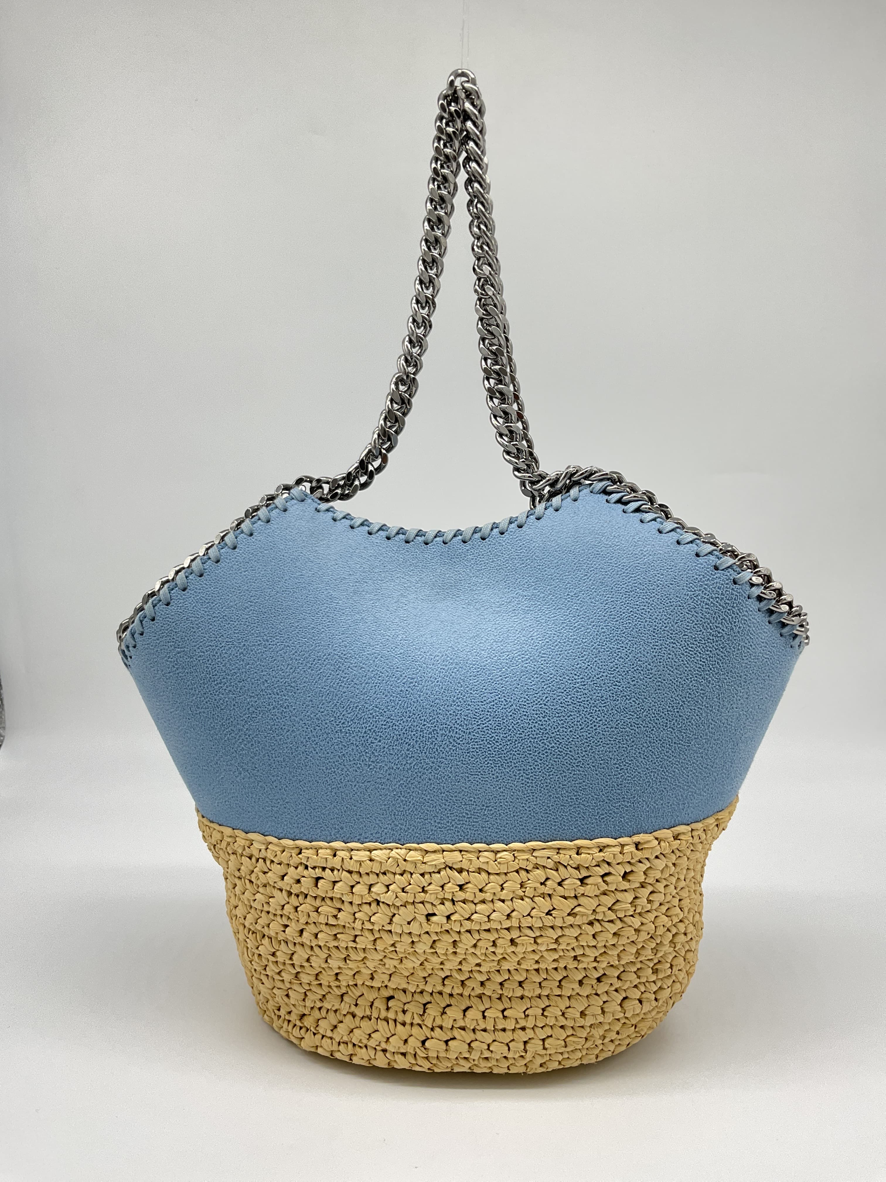 Stella Mccartneymedium Raffia Falabella Tote Bag In Light Blue - Image 2