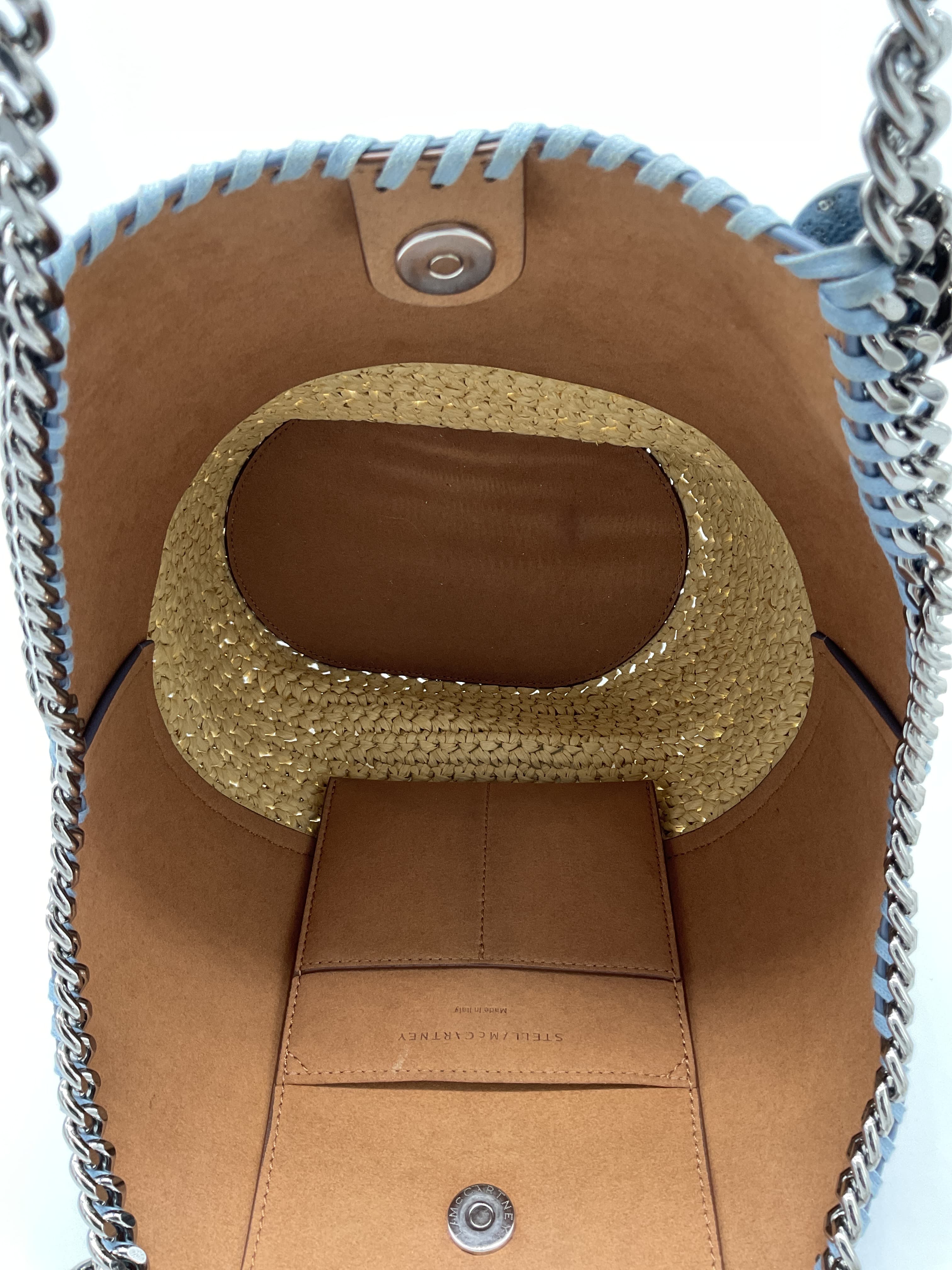 Stella Mccartneymedium Raffia Falabella Tote Bag In Light Blue - Image 3