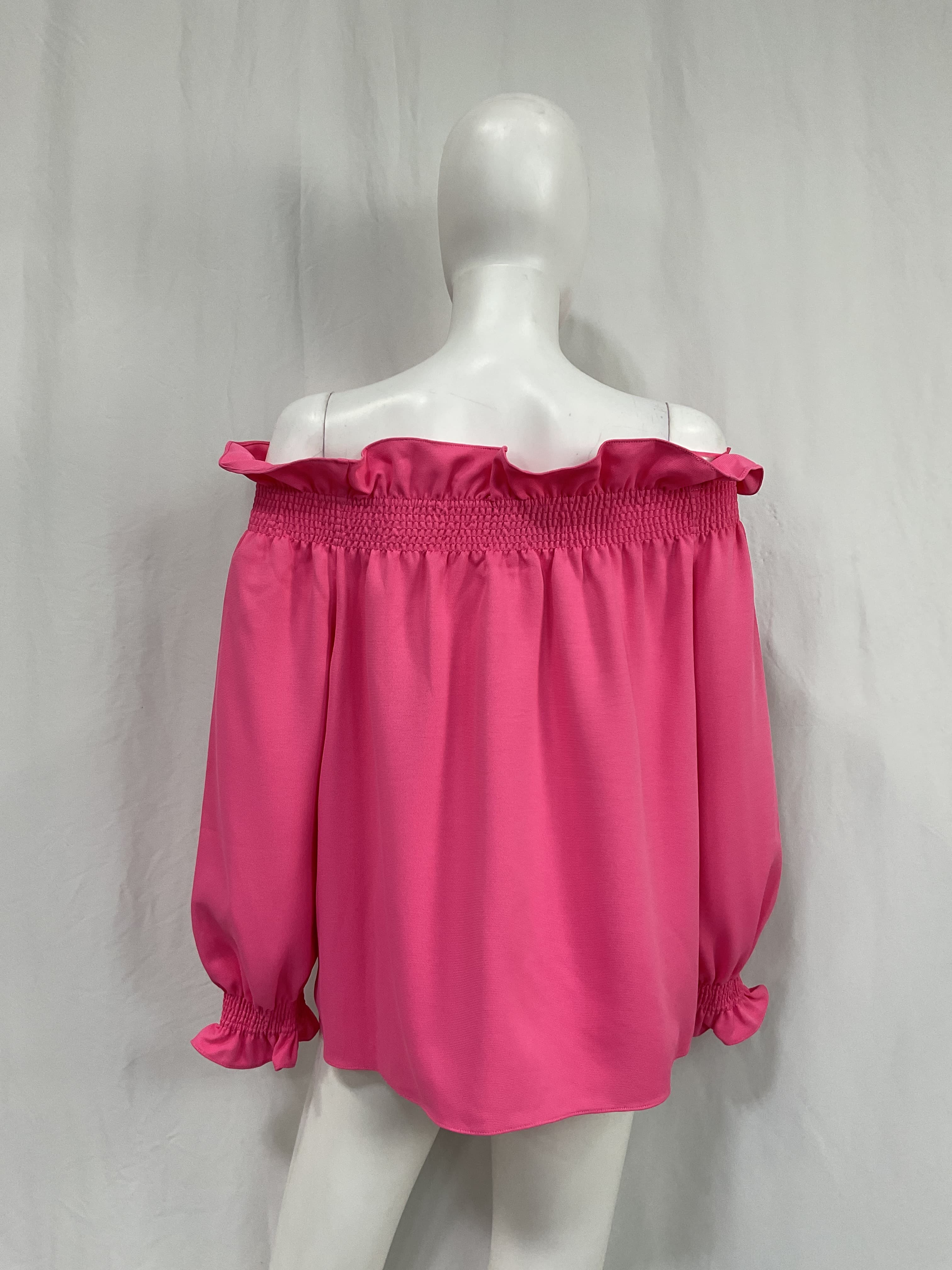 Hot Pink Off The Shoulder Marguerite Blouse - Image 4