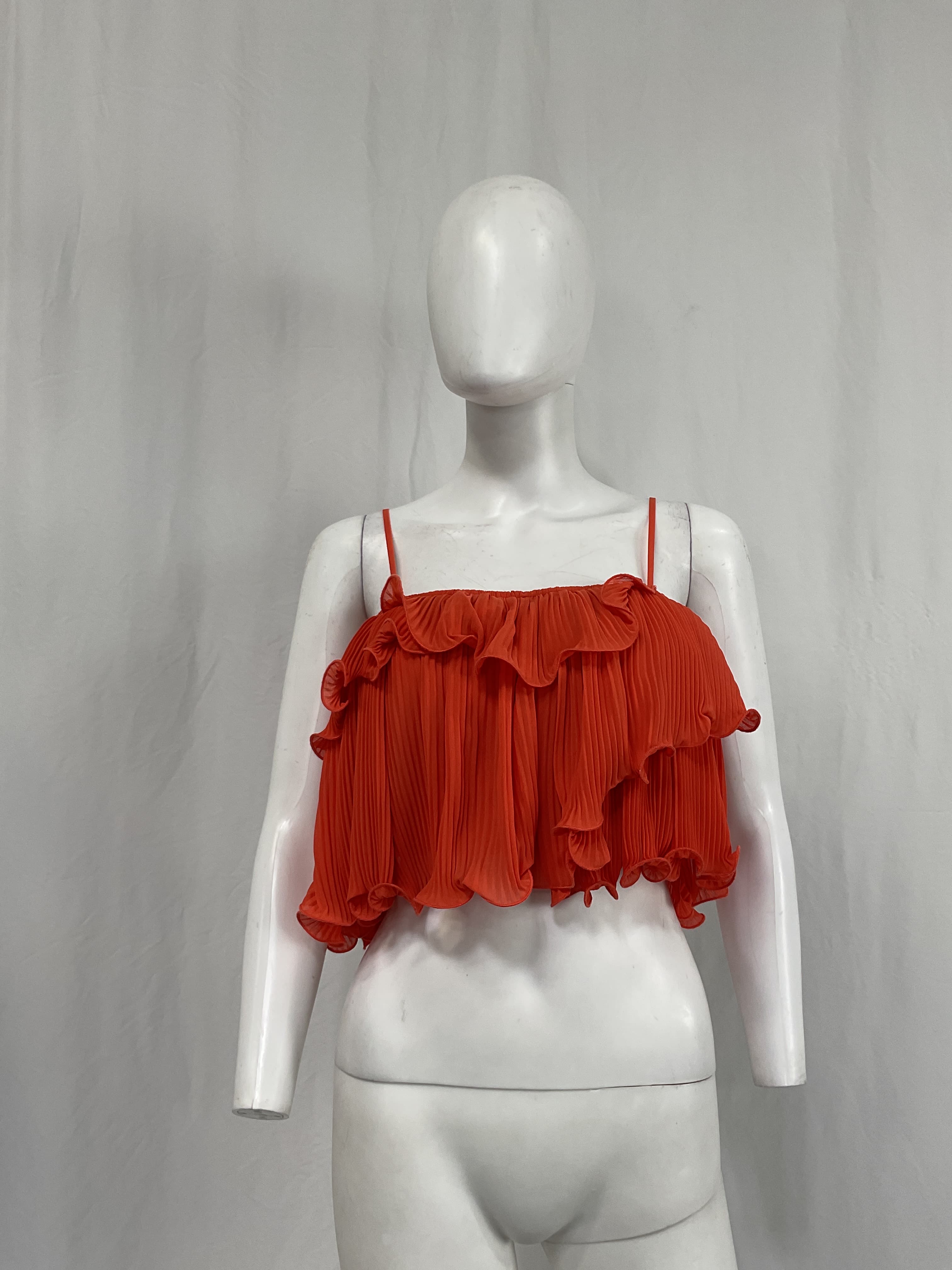 Ainsley Ruffle Top In Red Orange - Image 2