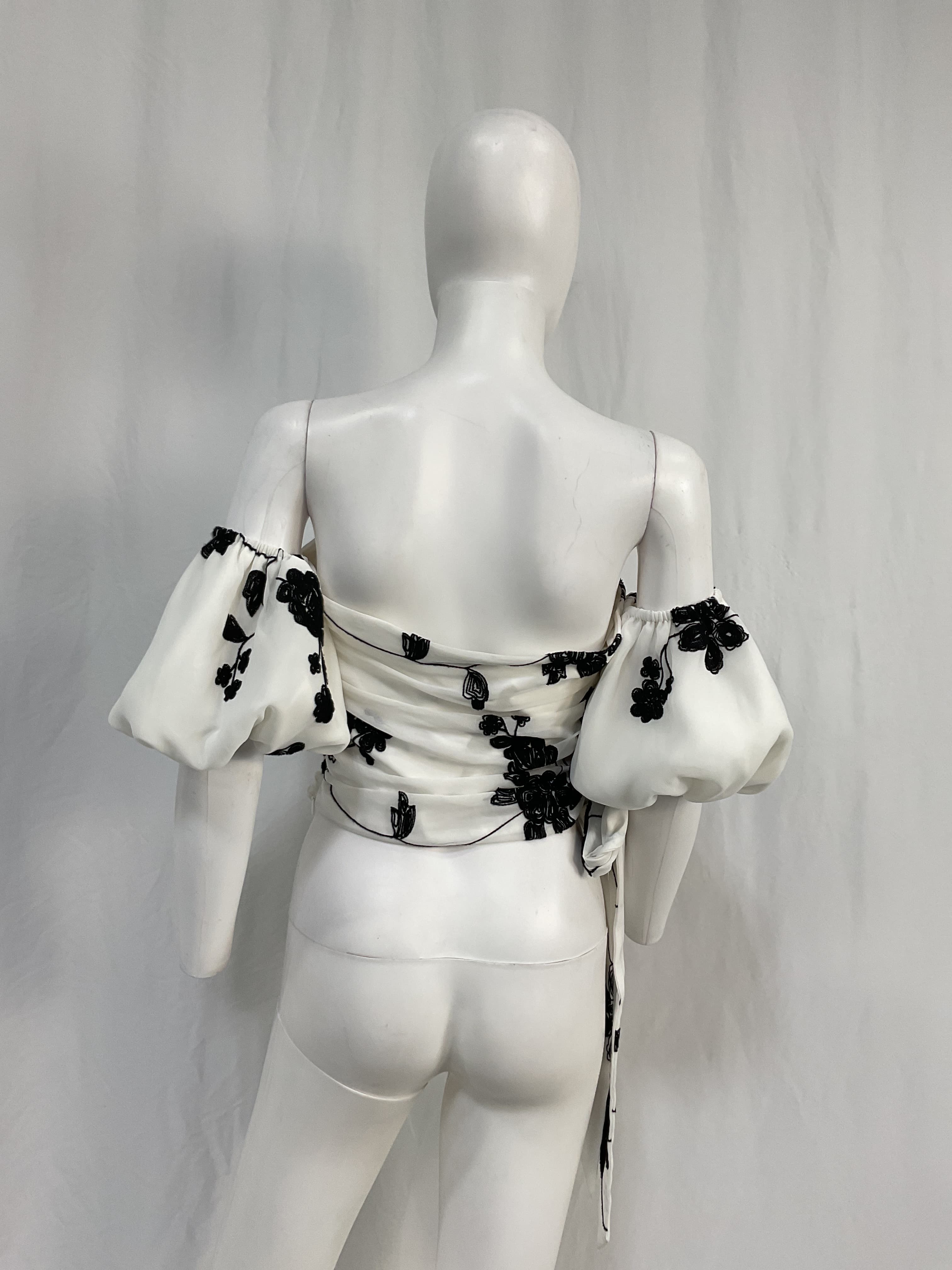 House Of Harlow 1960 X Revolve Leya Embroidered Top In White & Black - Image 3