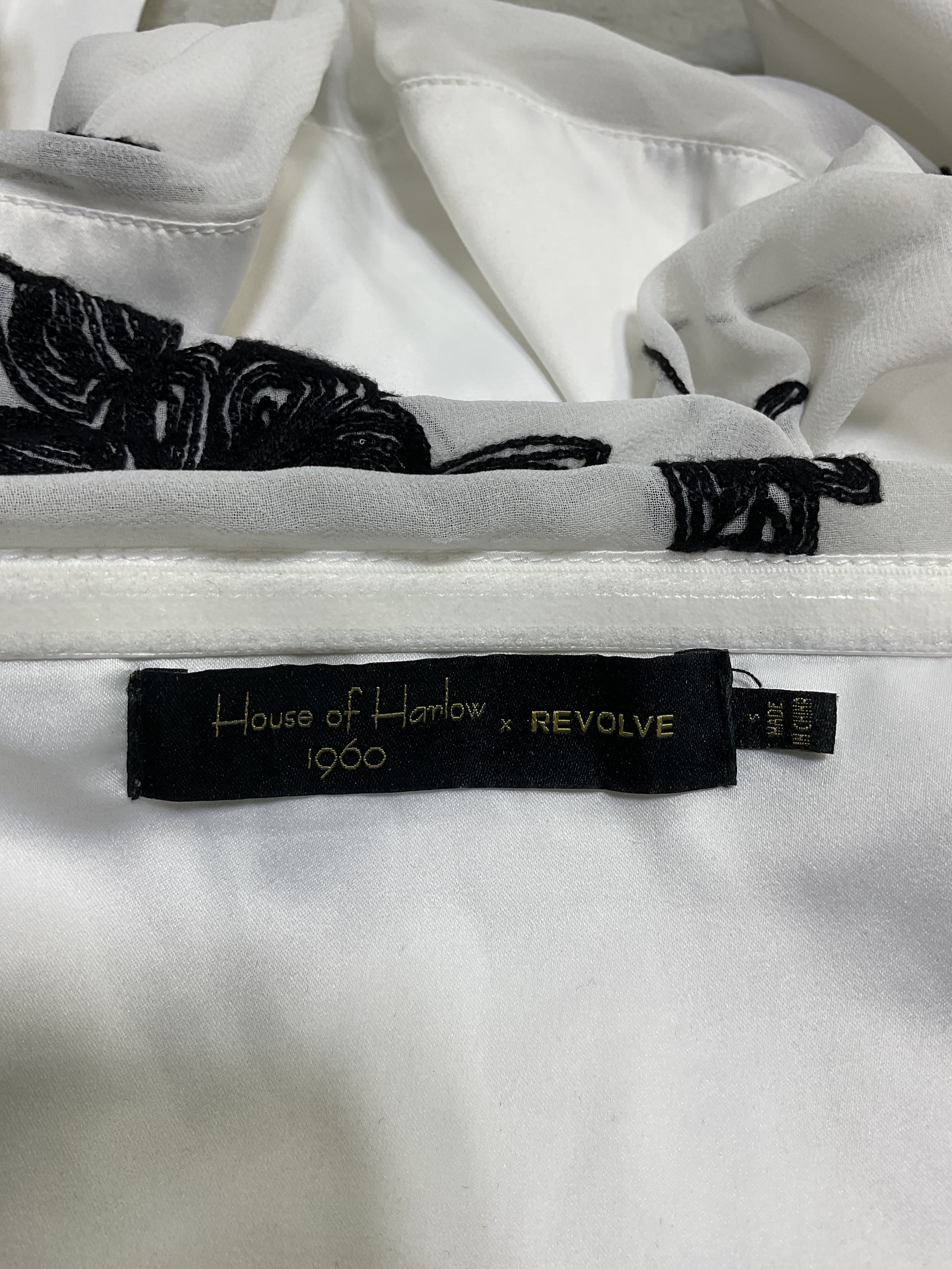 House Of Harlow 1960 X Revolve Leya Embroidered Top In White & Black - Image 2