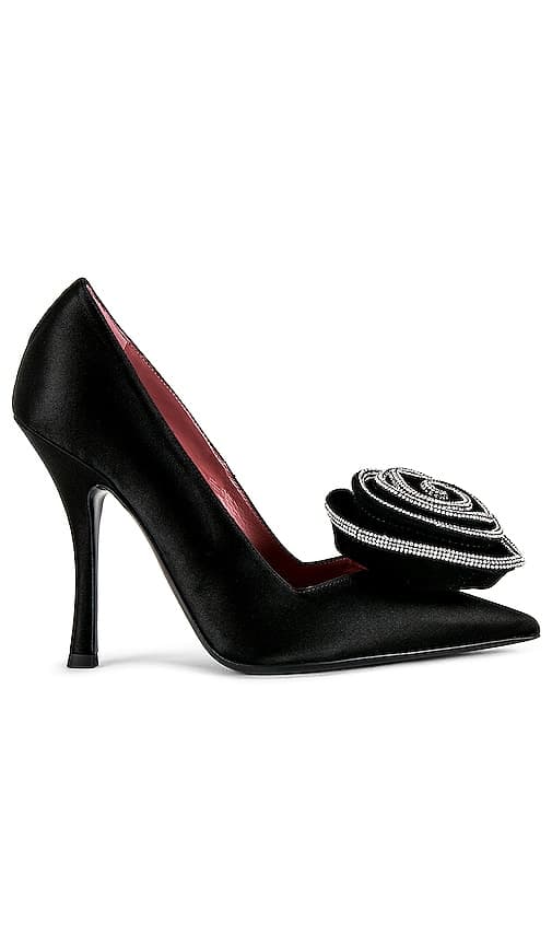 Marilyn Pump In Black Satin & Strass Crystal - Image 1