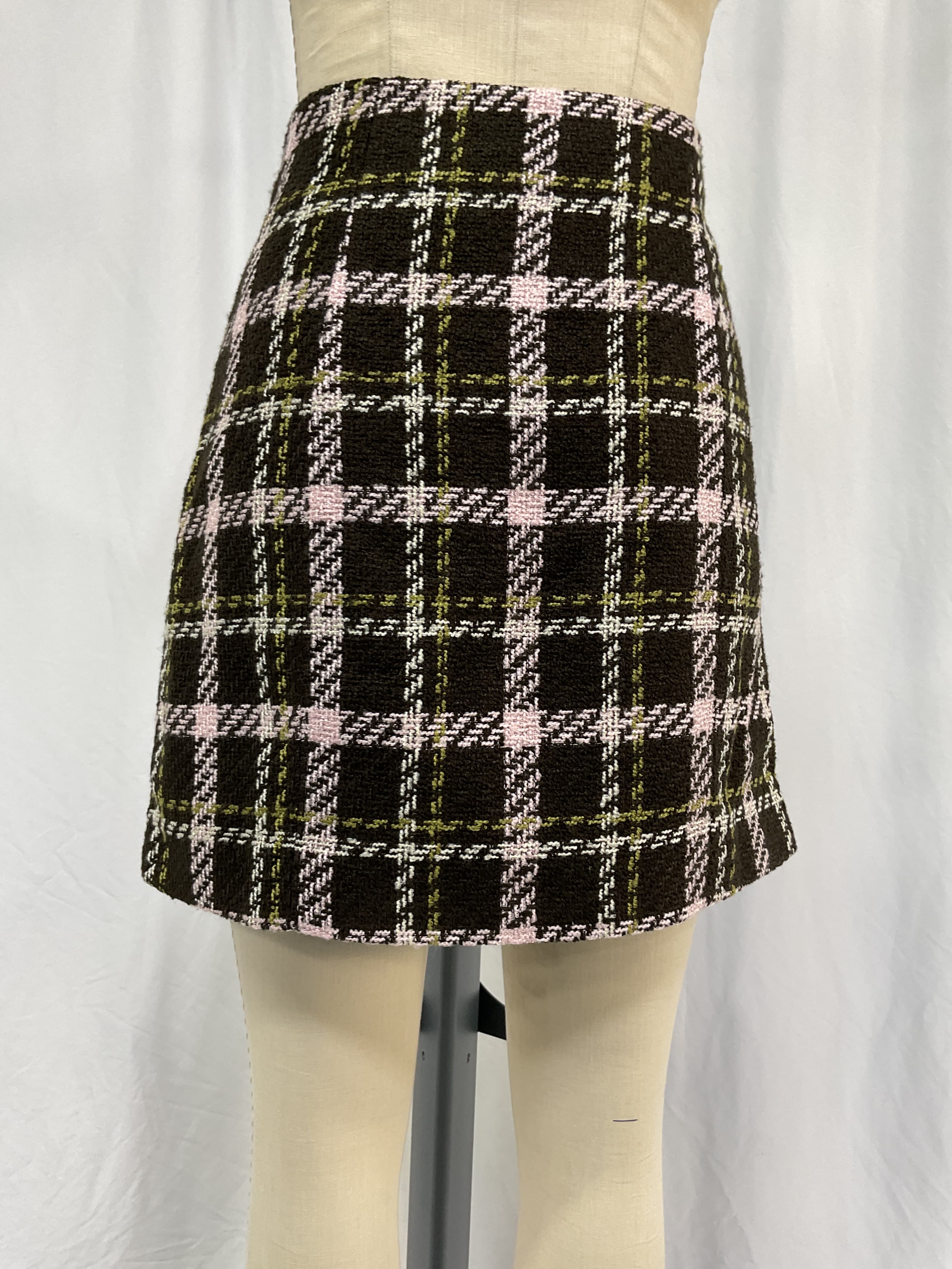 The First Wife Mini Skirt In Chocolate Plaid - Image 2
