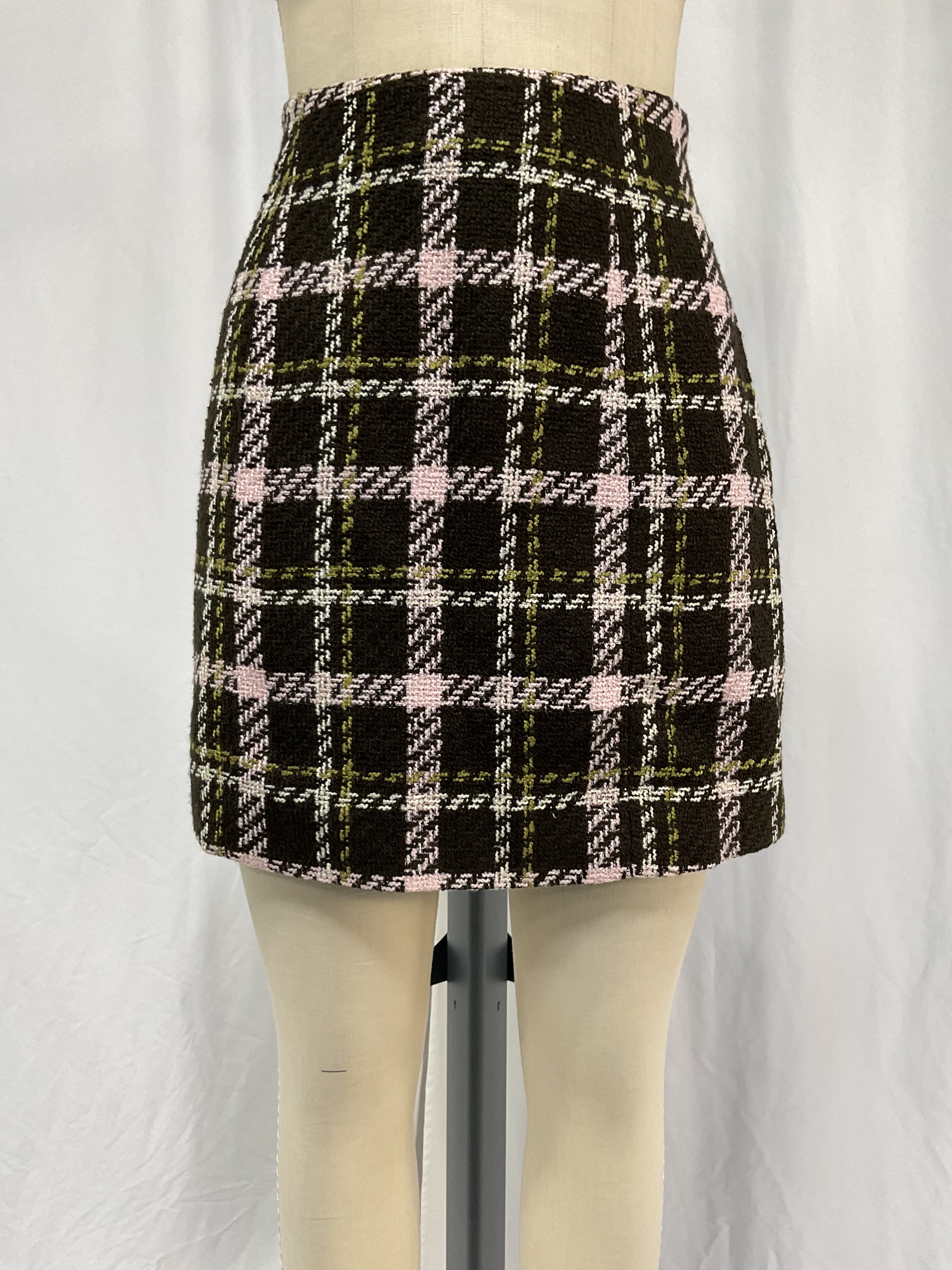 The First Wife Mini Skirt In Chocolate Plaid - Image 3