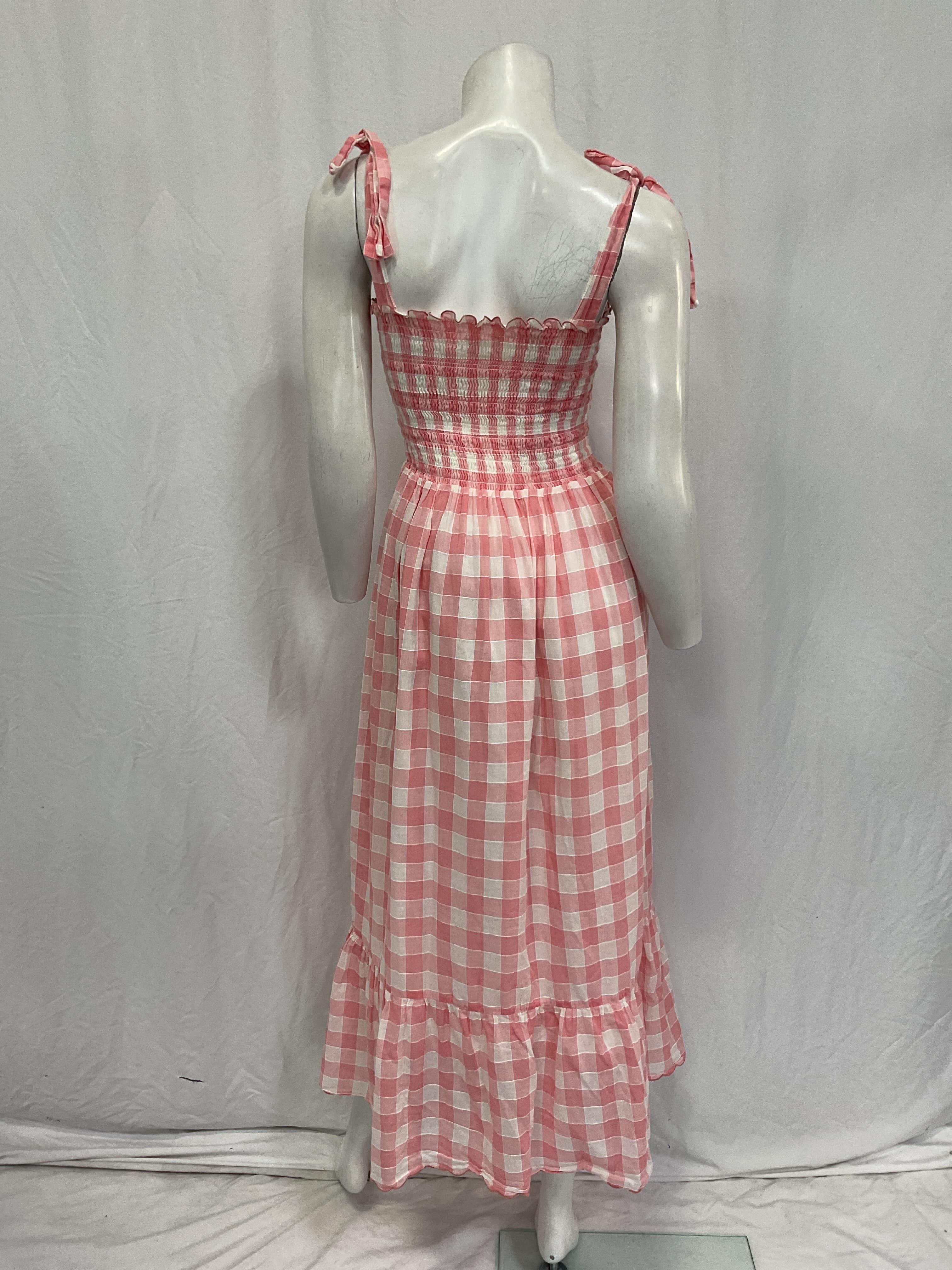 The Lagoon Smocked Gingham Linen And Cotton-Blend Dress - Image 4