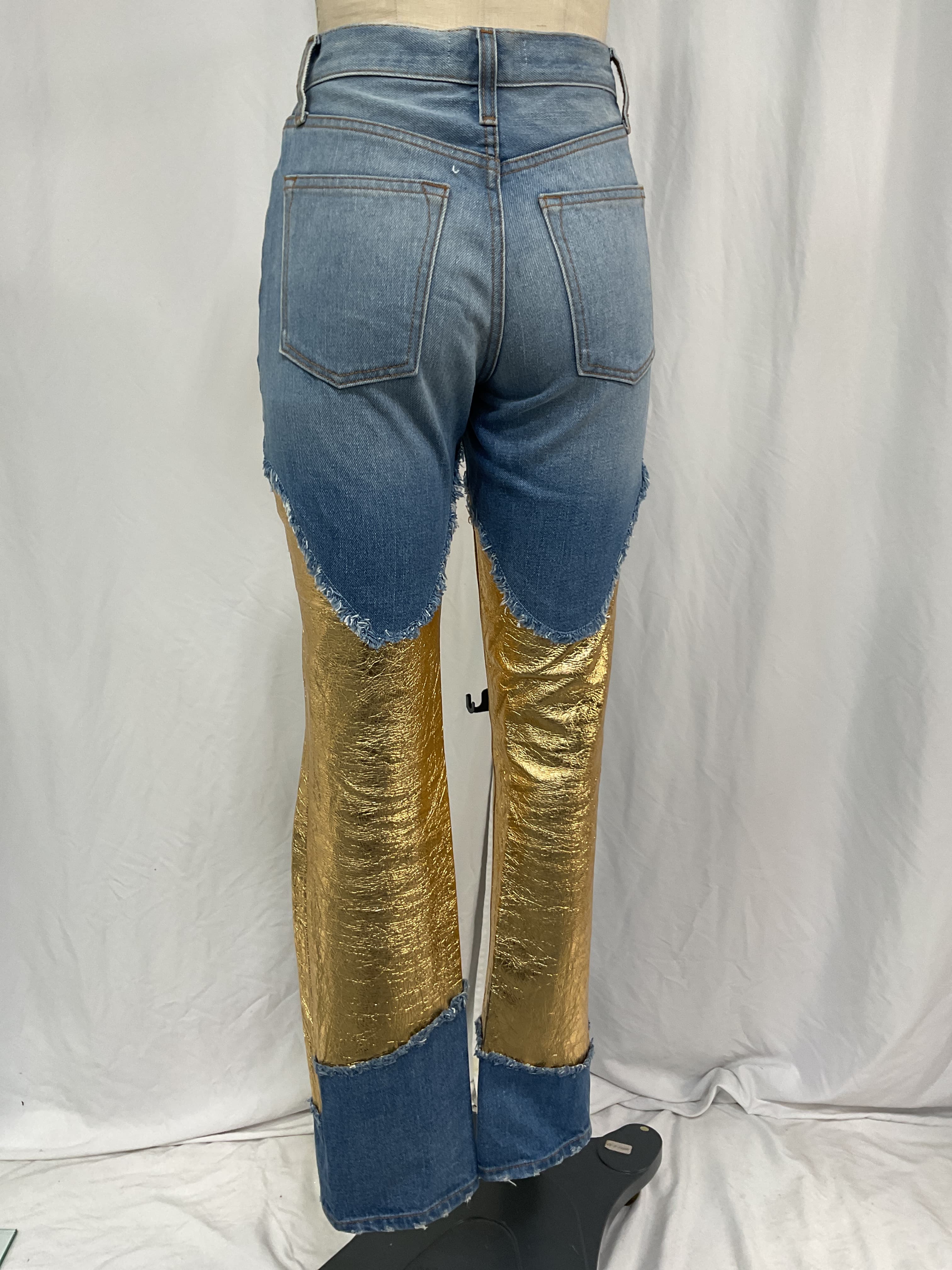 The Cortlandt Paneled Metallic Leather Straight Leg Jeans - Image 4