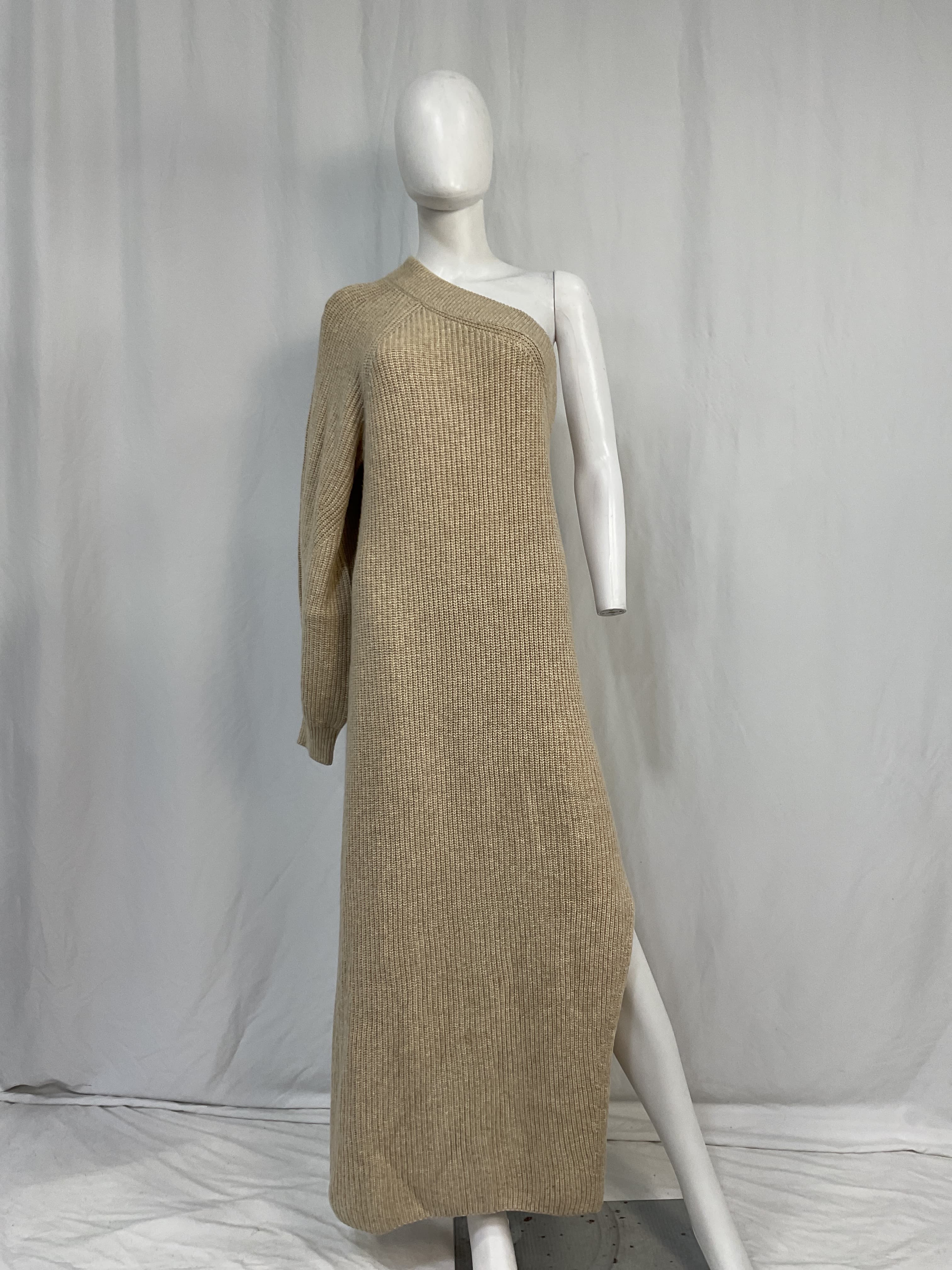 Feride One Shoulder Midi Dress In Oatmeal - Image 3