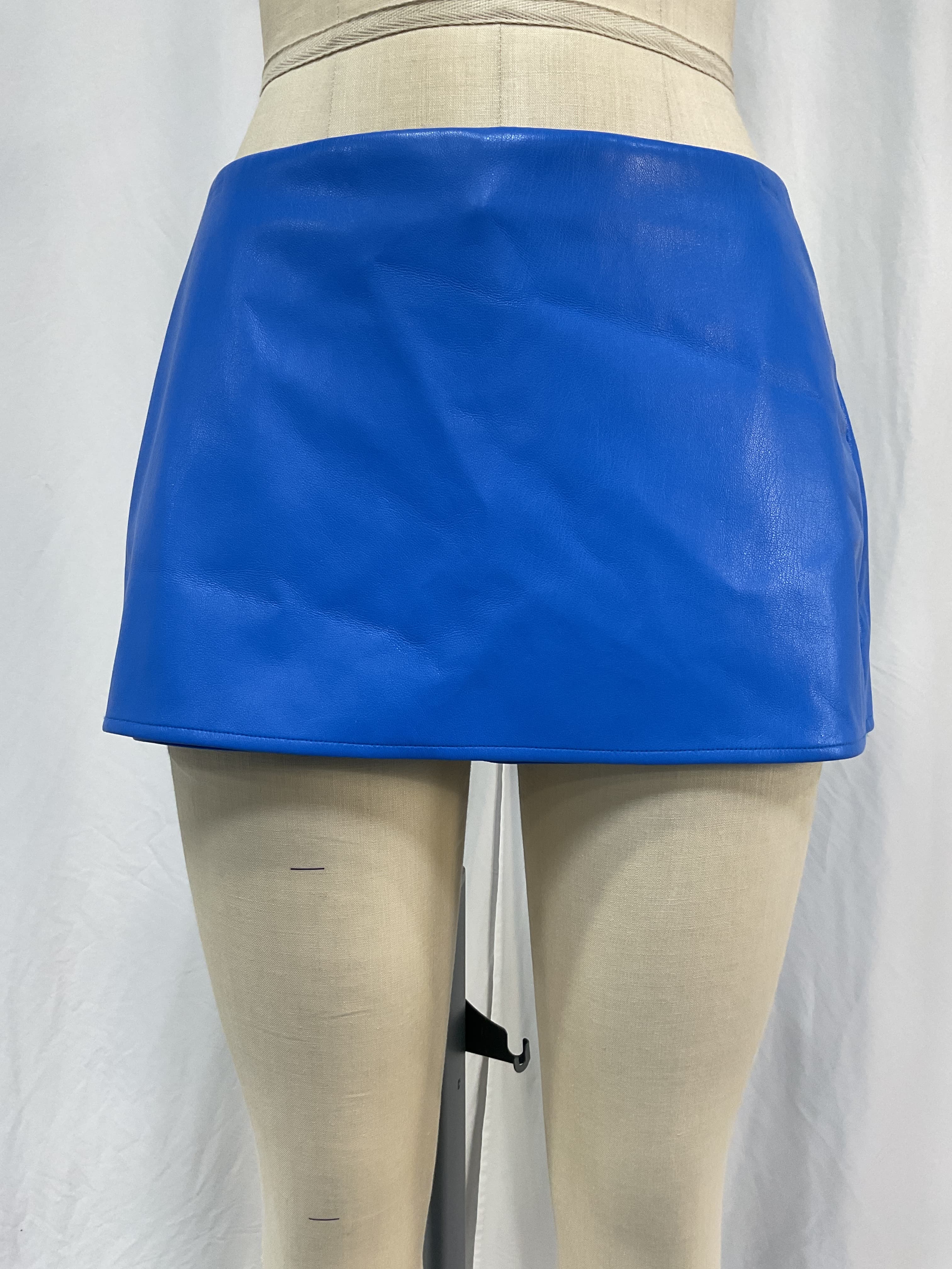 Kya Faux Leather Skirt In Royal Blue - Image 3