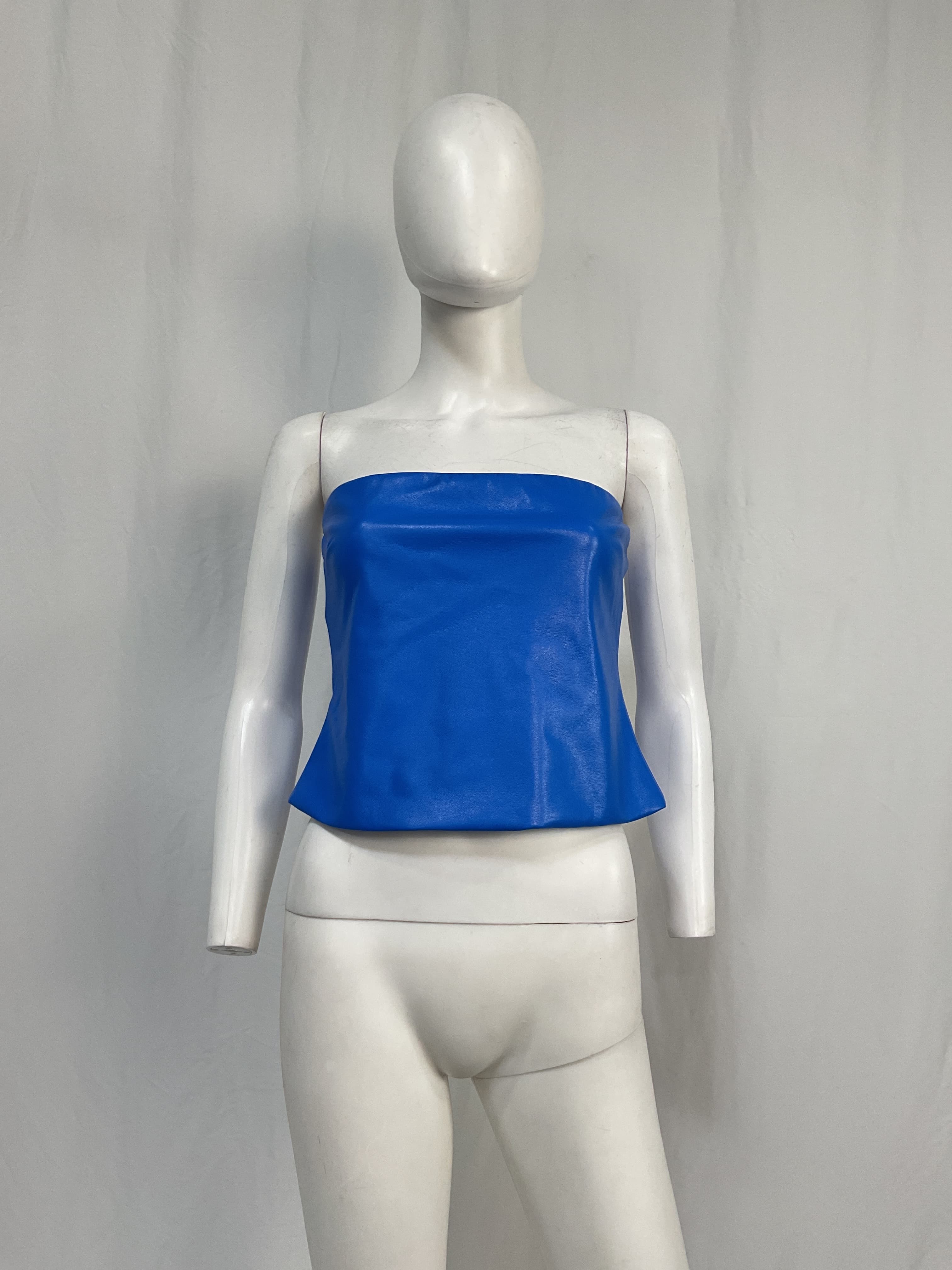 Kya Faux Leather Top In Royal Blue - Image 2