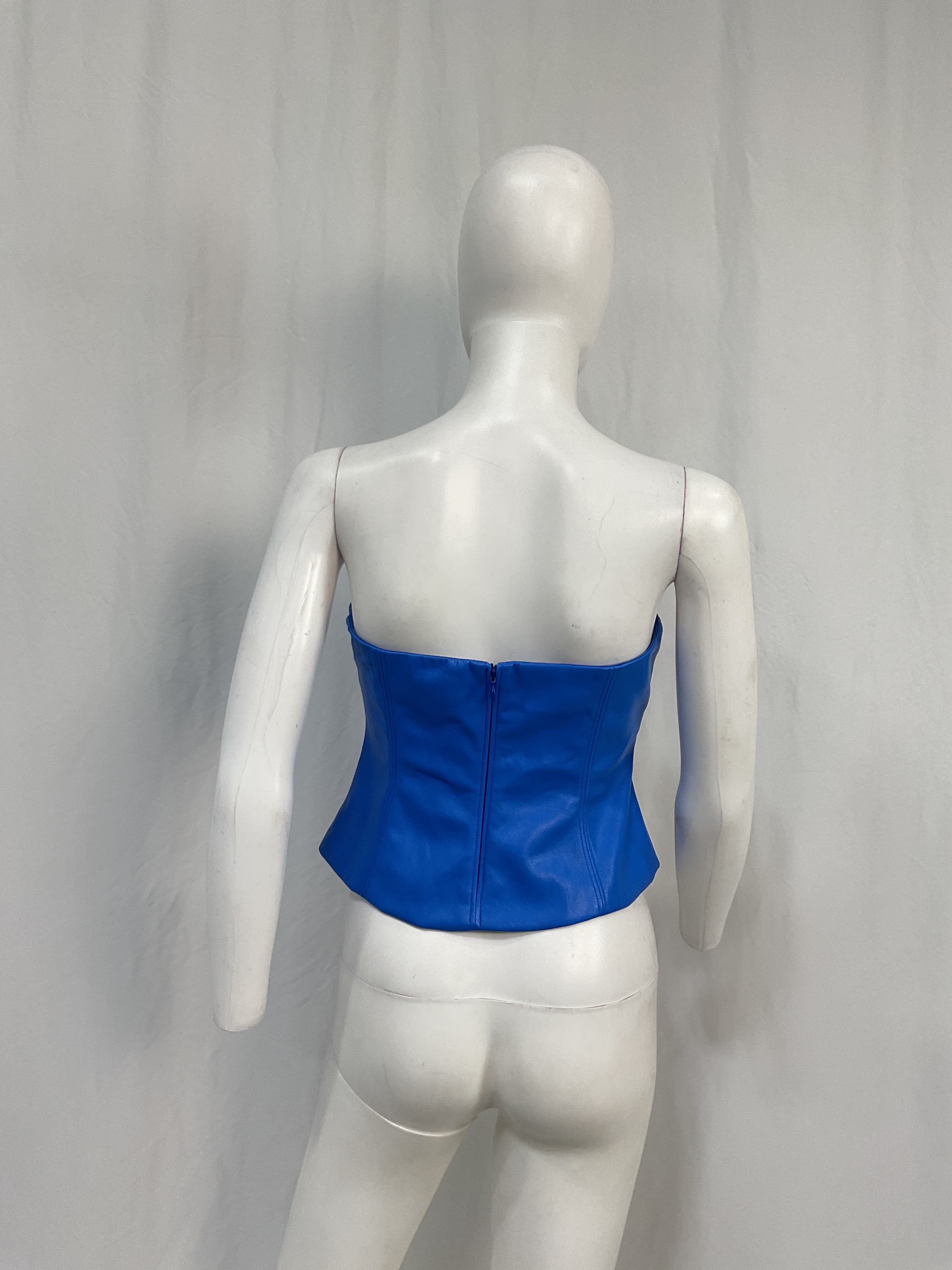 Kya Faux Leather Top In Royal Blue - Image 4