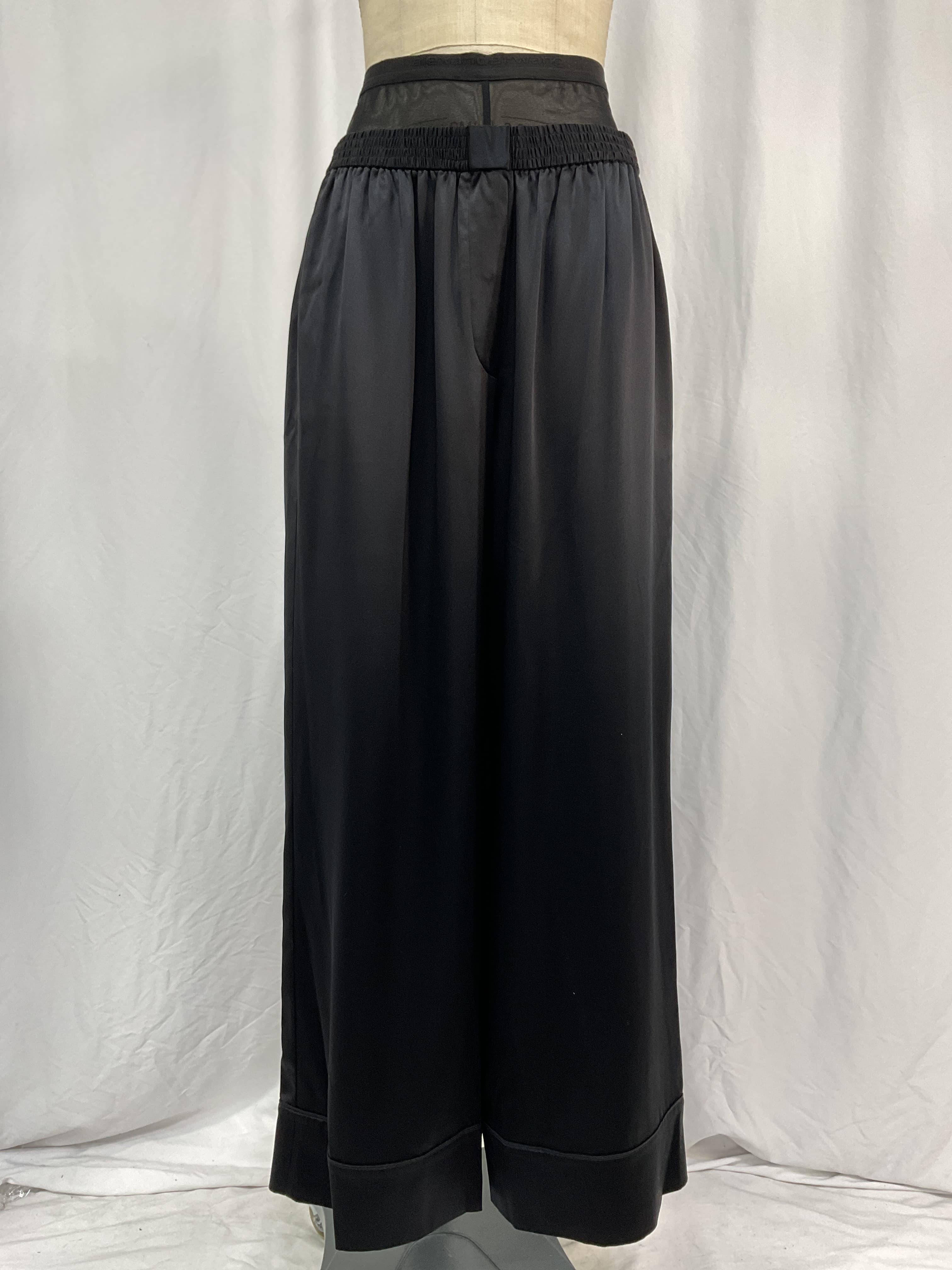 Mesh-Paneled Silk-Charmeuse Wide-Leg Pants - Image 2