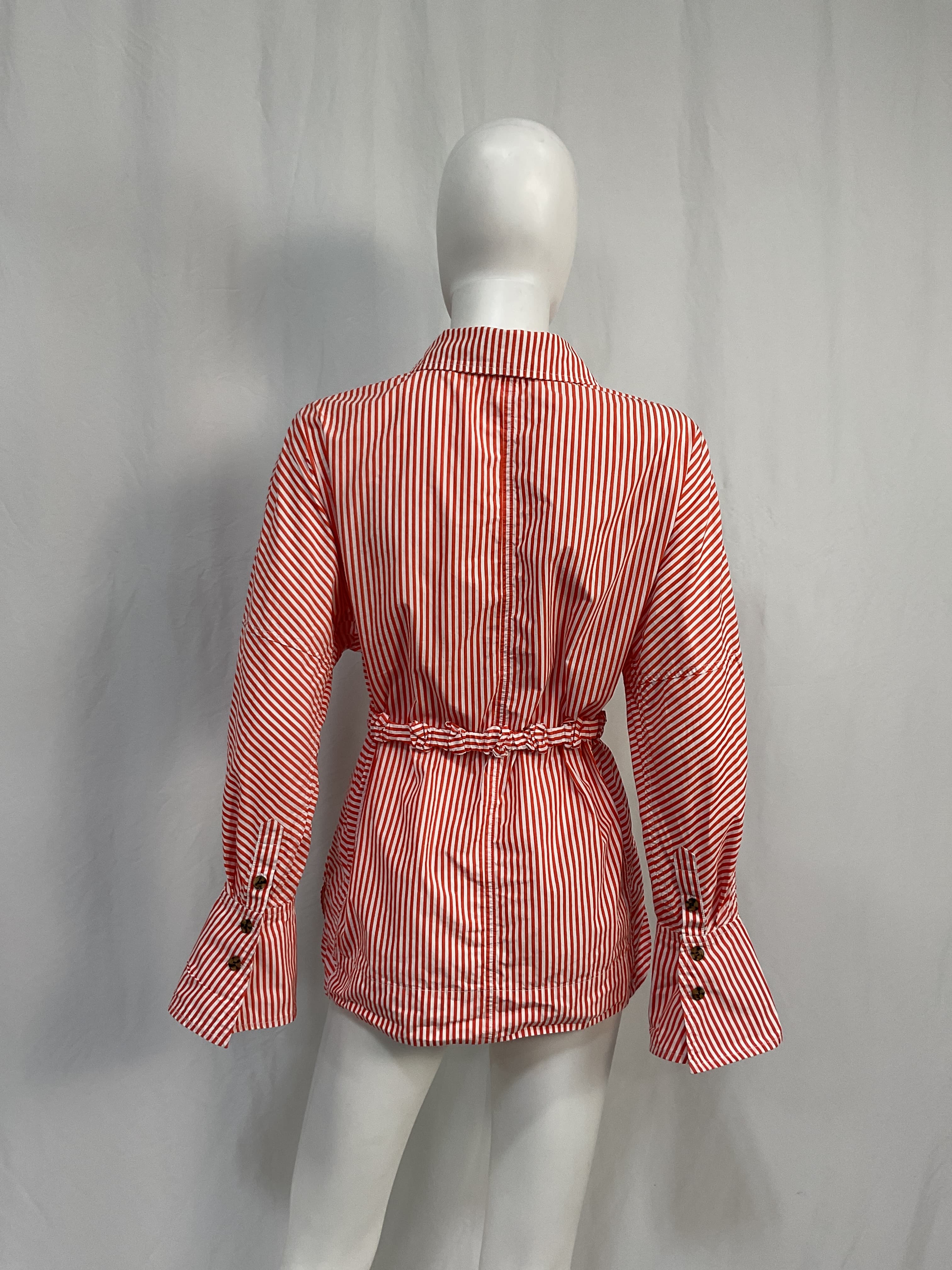 Stripe Cotton Detachable Belt Shirt - Image 4
