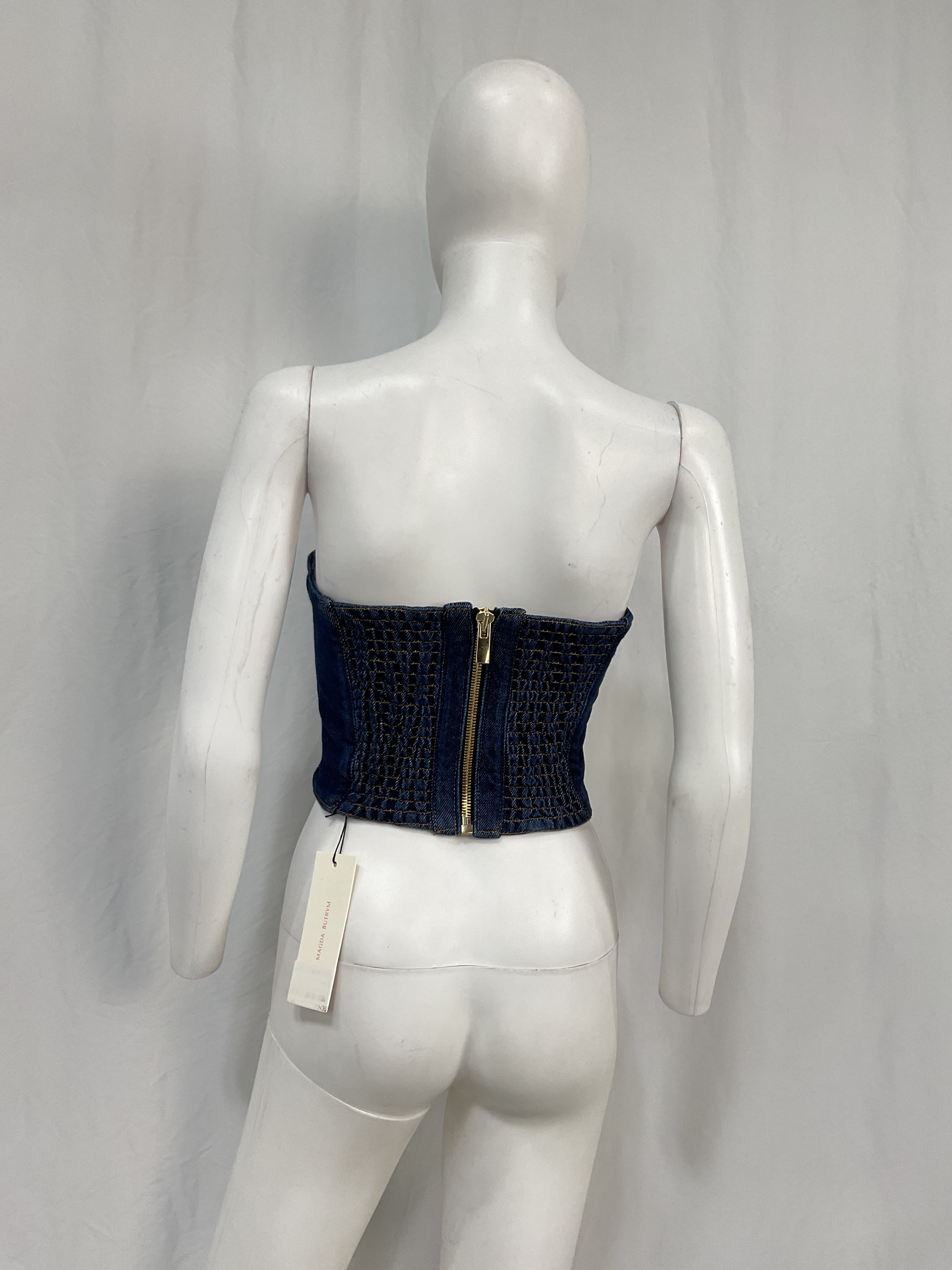 Navy Cropped Denim Camisole - Image 2