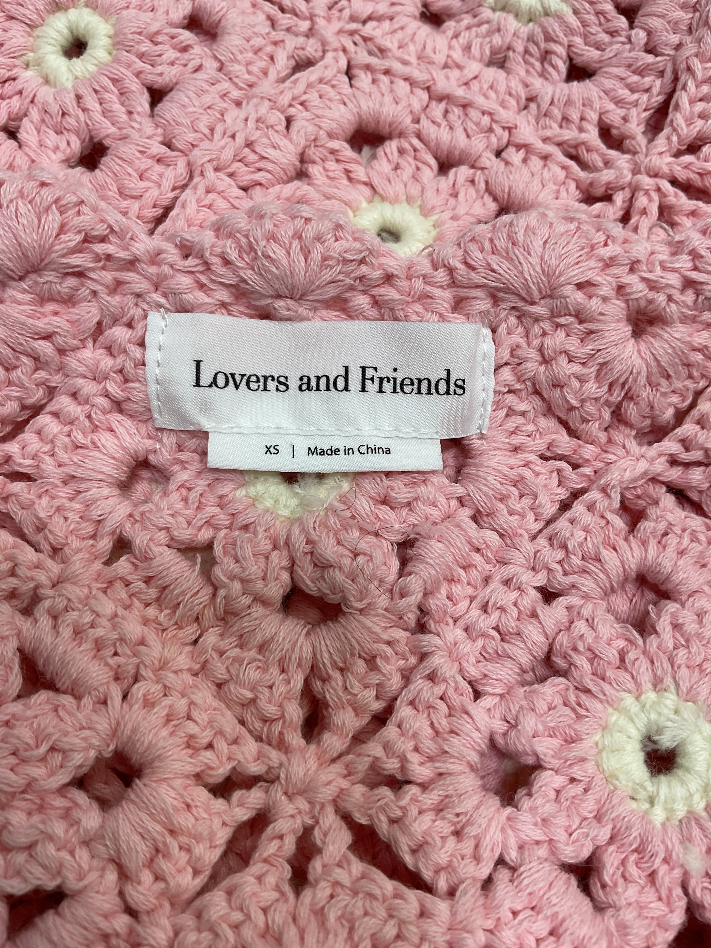 Delilah Wildflower Crochet Cardi In Light Pink & Ivory - Image 4