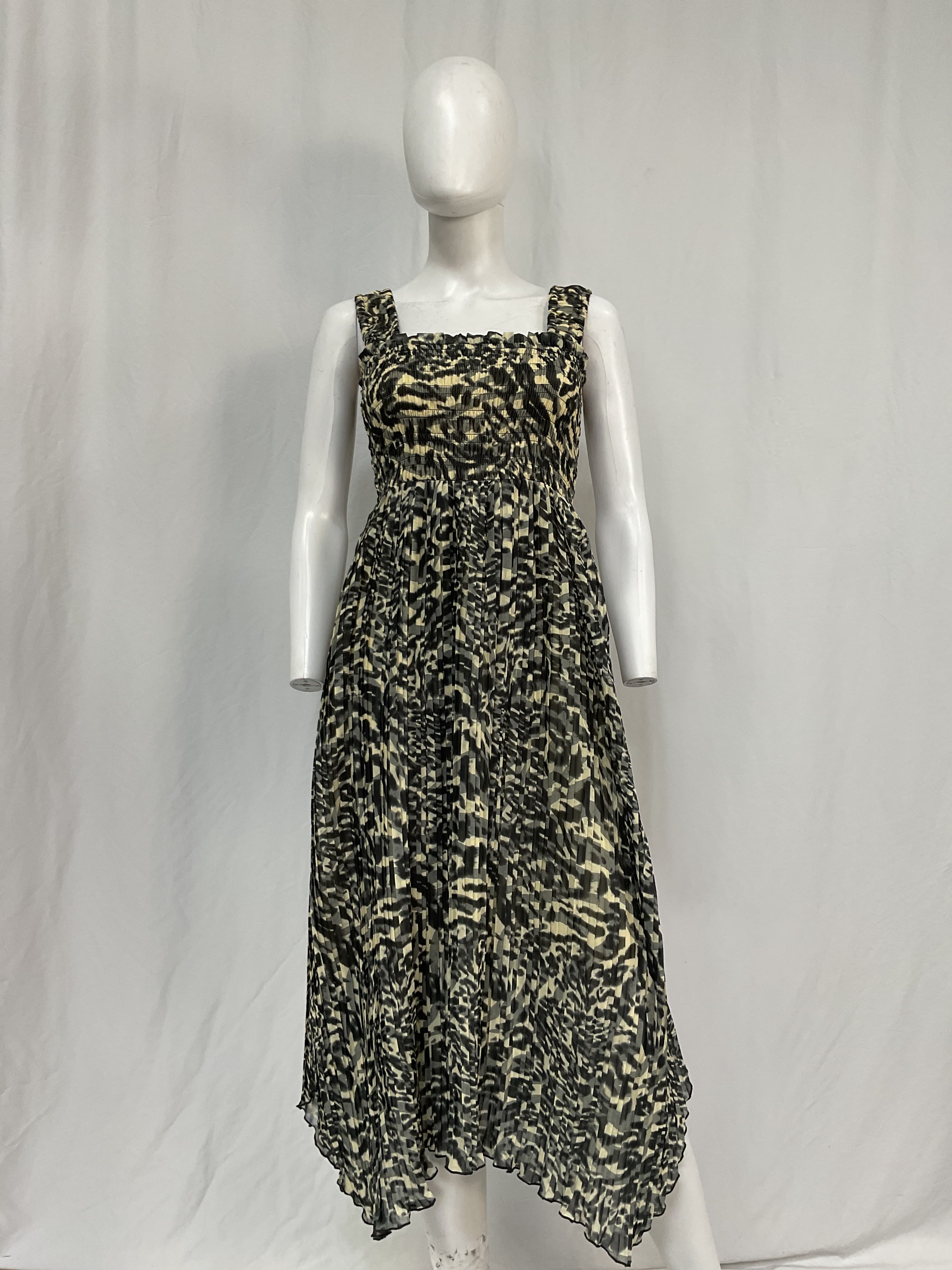 Pleated Georgette Smock Midi Strap Dress - Image 2
